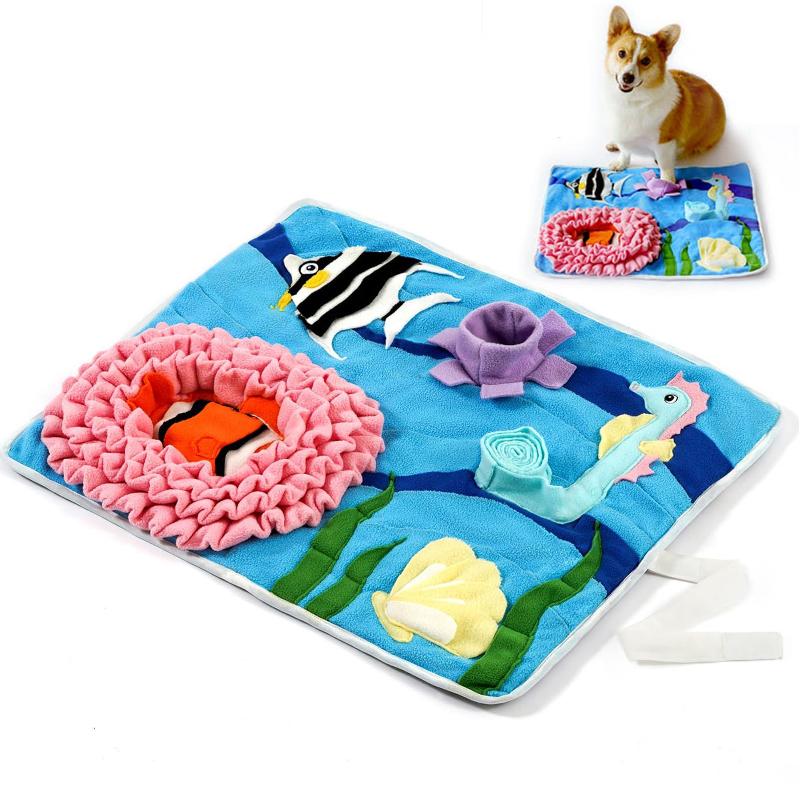 Snuffle Mat For Dogs Under The Sea, Large Dog Snuffle Mat 21    X 18.5   , Dog Enrichment Toy Slow Feeder, Puppy Toys To Keep Th