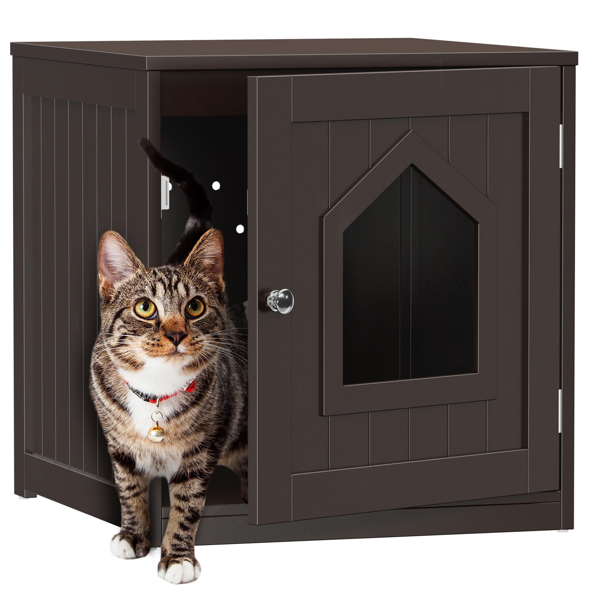 Cat Litter Box Enclosure Litter Box Furniture Hidden Wooden Washroom Litter Box Cabinet Indoor Cat House Side End Table Nightsta