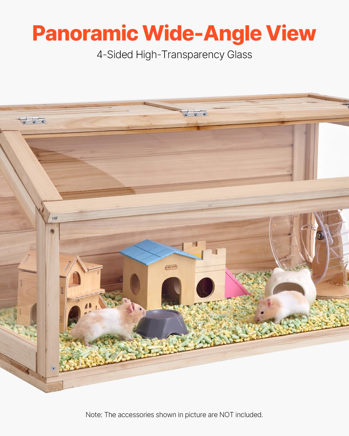 VEVOR Wooden Hamster Cage, 270 Viewing Hamster Habitat, 40 x 20 x 20in, Dwarf Hamster Cages with Openable Top, Ventilated Small
