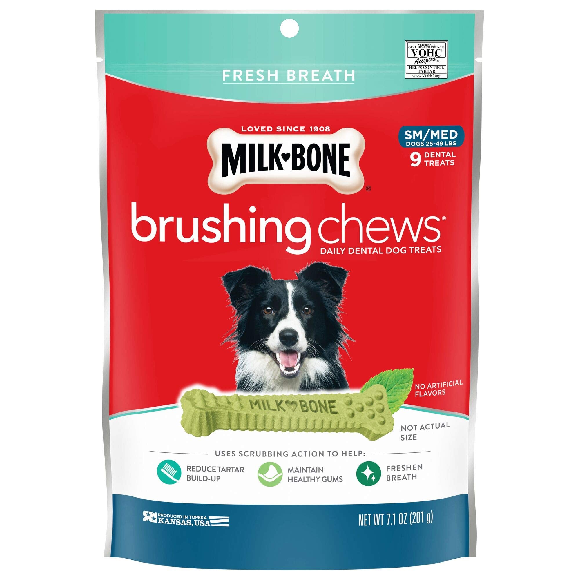 Milk-Bone Brushing Chews Daily Dental Dog Treats, Small/Medium Treats, 7.1 Ounce Pouch