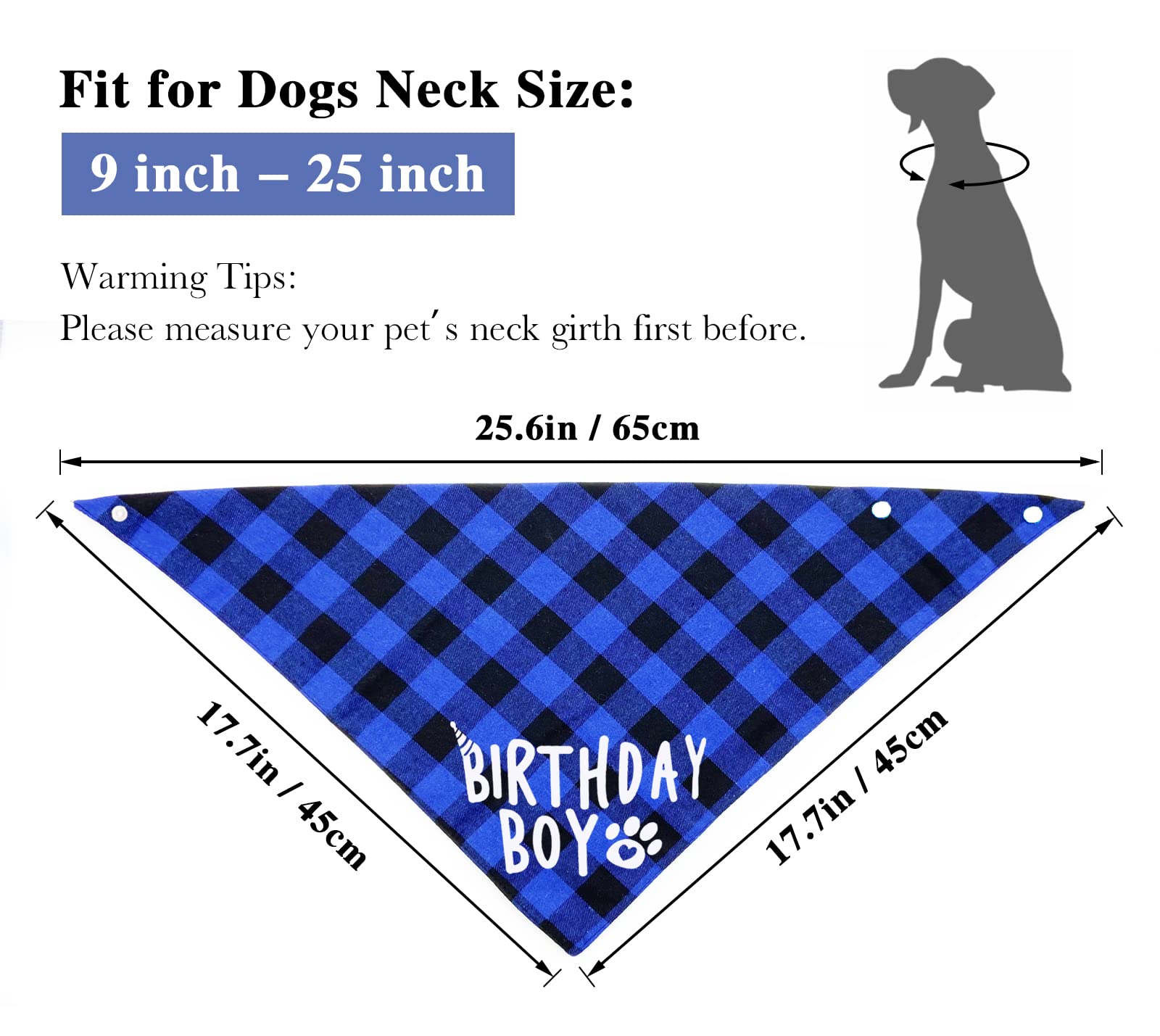 Birthday Plaid Dog Bandana With Button, Fall Dual Layer Soft Cotton Triangle Dog Scarf Kerchief Washable Girl Boy Dog Bandanas A