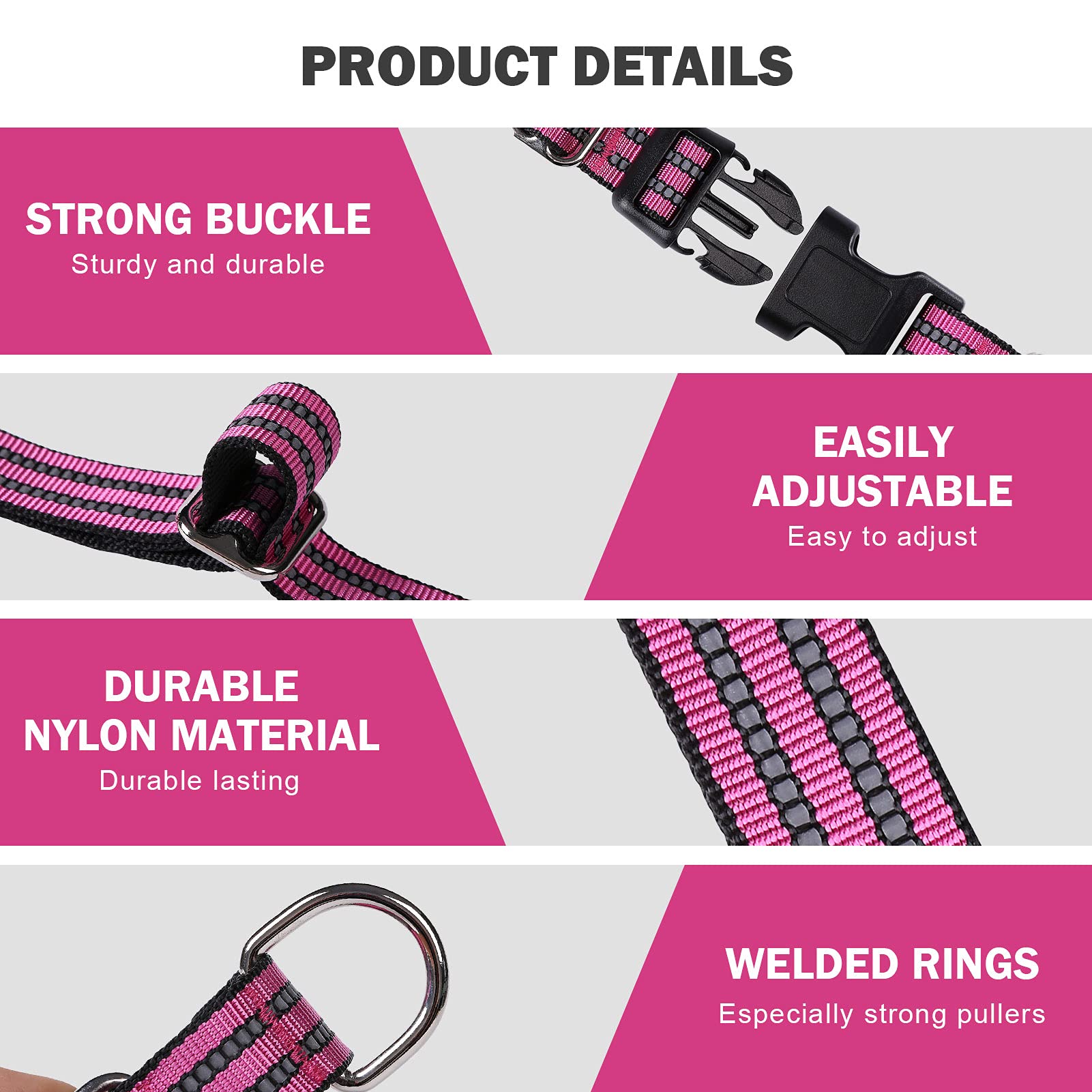 Hikiko Martingale Dog Collars Reflective Nylon Puppy Dog Collar With Quick Release Buckle Adjustable Training No Slip Dog Collar