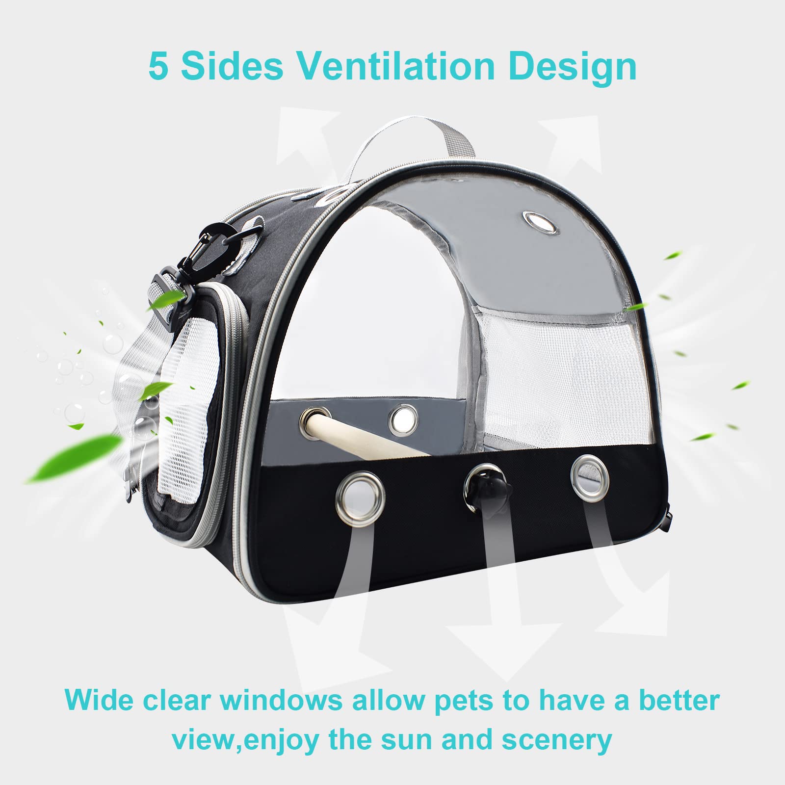 Bird Travel Carrier With Standing Perch ,Lightweight Breathable Parrot Outgoing Bags, Small Pet Carrier Bag With Shoulder Strap,Bird Rat Guinea Pig Squirrel Carrier