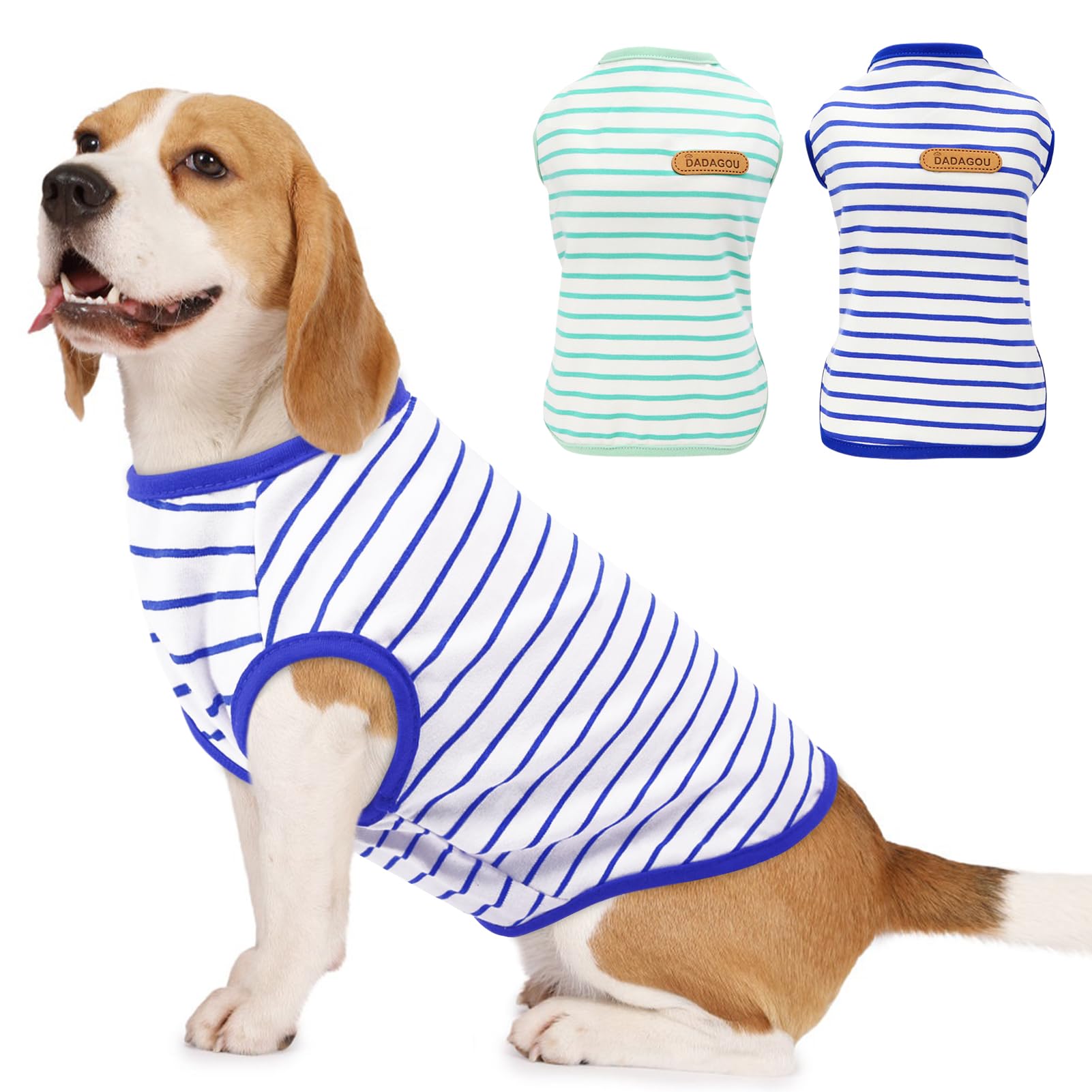 Preferhouse Dog T-Shirts For Extra Large Dogs 2 Pack, Xl Dog Sleeveless Striped Vests Dog Pullover T-Shirts Lightweight Puppy Ki