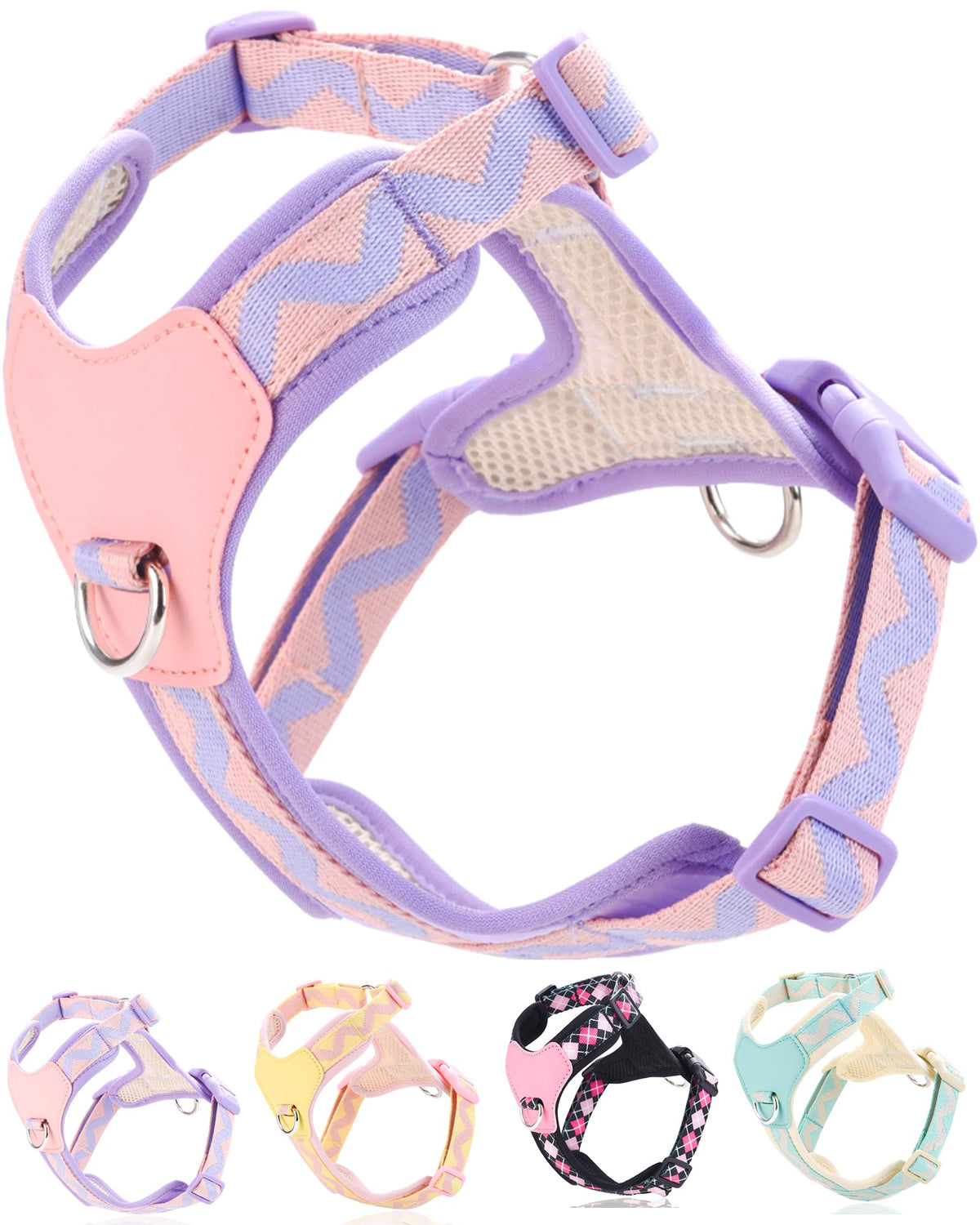 Petank Purple Xs Dog Harness For Small Dogs, No Pull Dog Harness With 2 Leash Clips, Easy Walk Dog Harness Small Sized Dog, Pupp
