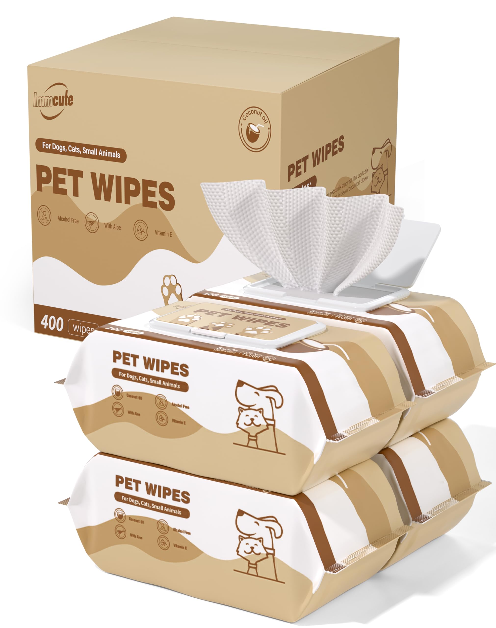 400 Coconut Oil Dog Wipes For Paws And Butt Large Thick Puppy Wipes For Dogs Face And Body Dog Wipes Cleaning Deodorizing Cat Wi