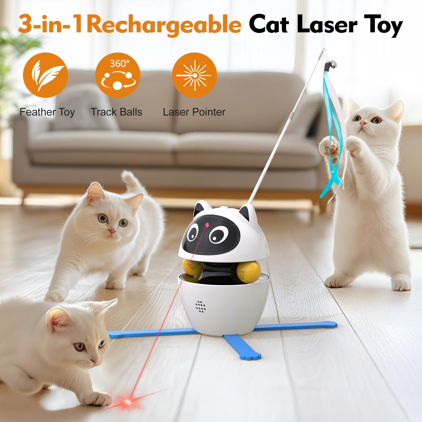 Ckikogo 3-In-1 Cat Laser Toys, Interactive Cat Toys For Indoor Cats, Rechargeable Electronic Automatic Kitten Toys, 3 Modes Rand