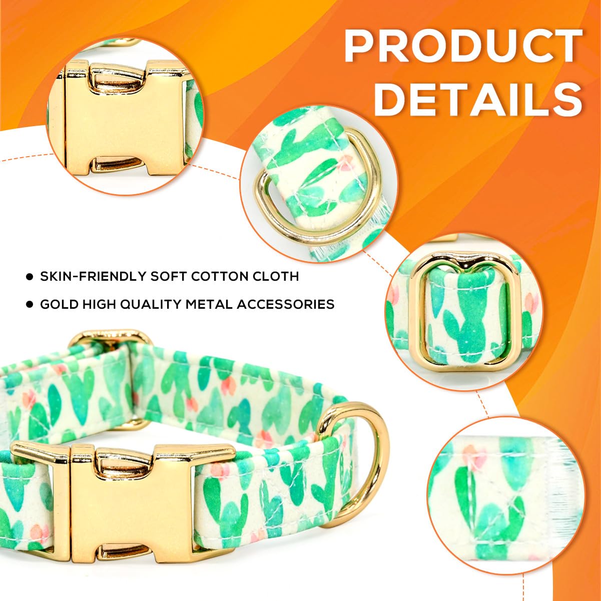 Cacti Cat/Dog Bowtie Collar, Green Summer Collar Accessory For Dogs, Gifts For Dogs Meeting For The First Time, Large 15-24 Inch