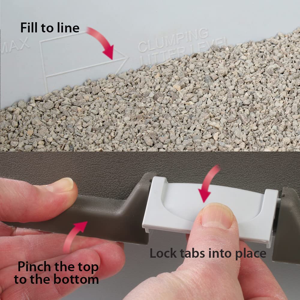 Omega Paw Self Cleaning Litter Box, Regular Size, Grey - Automatic Cat Litter Solution for Easy Maintenance