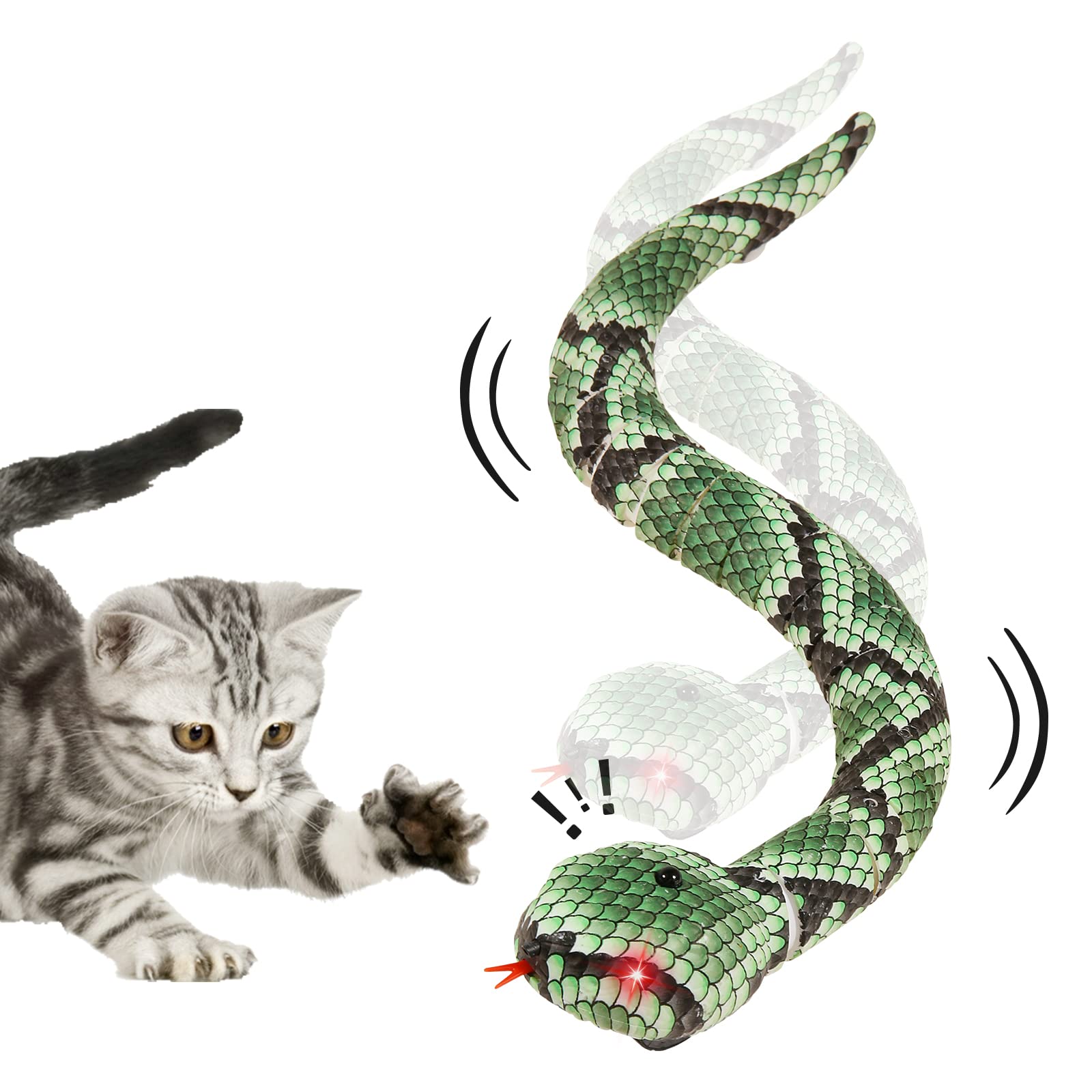 Faukait Cat Toys Interactive,Kitten Toys,Realistic Simulation Smart Sensing Snake Toy,Usb Rechargeable,Automatically Sense Obsta