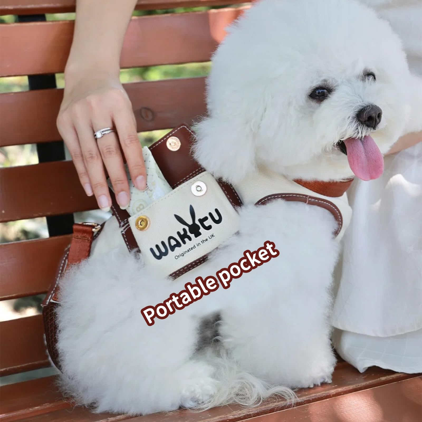 Wakytu Dog Lift Harness Dog Carrier VES Harness Adjustable Leash with Small Puppy Treat Bag,Fits Most Cars,S,4-8 LBS