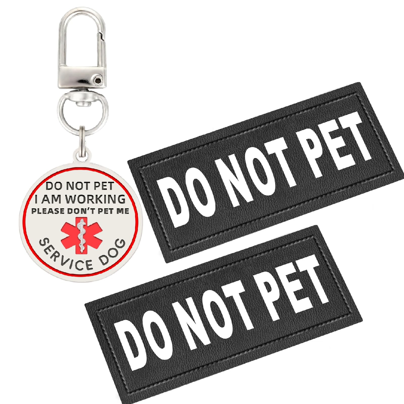 Do Not Pet Patch 2 Pcs Service Id Dog Tag Easily Attach To Collar, Harness (Black Patch-Medium 1.50 X 5.12)