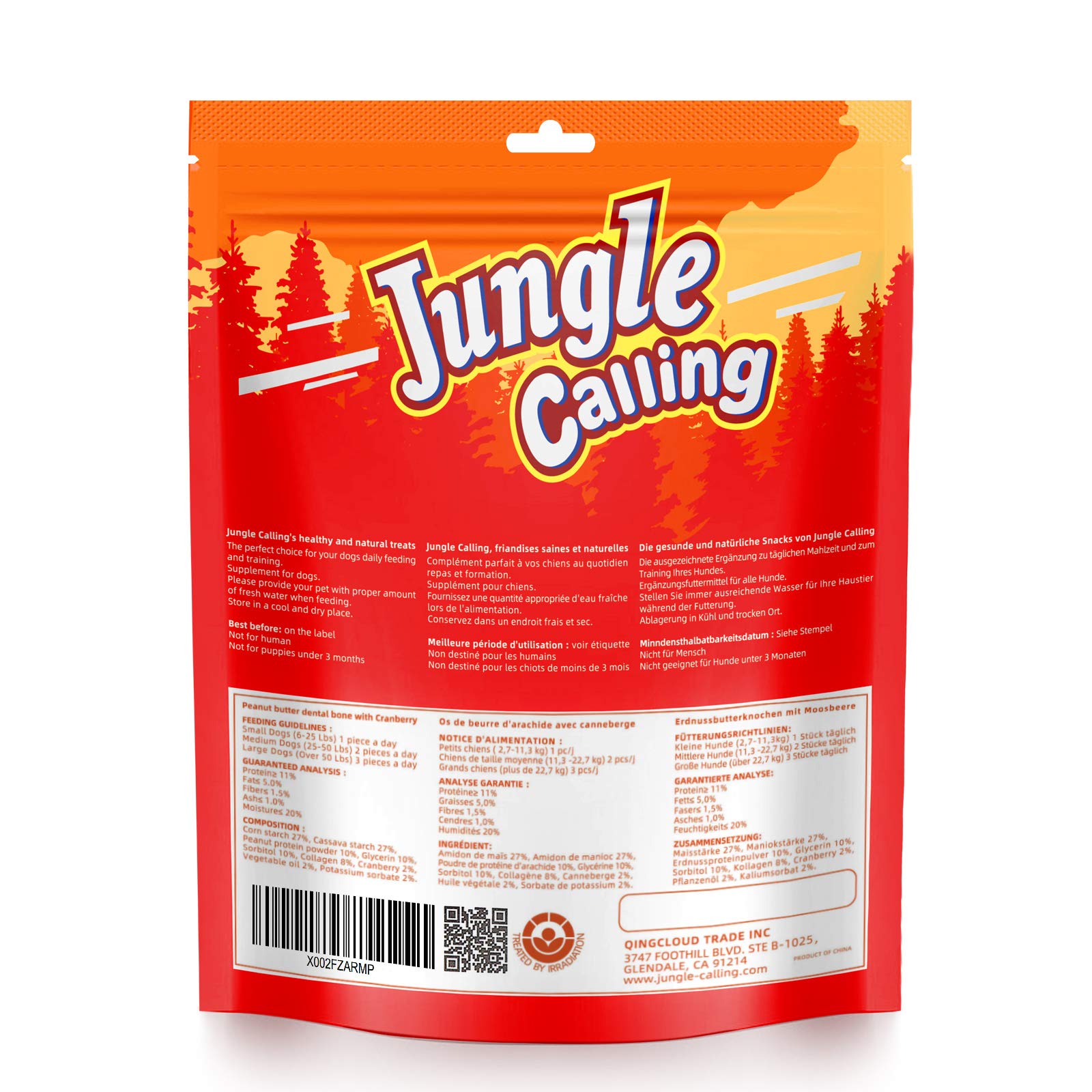 Jungle Calling Rawhide Free Dog Treats, Peanut Butter Bones, 6.5 Pet Chews for Medium and Large Dogs,Digestible Chewing Snacks