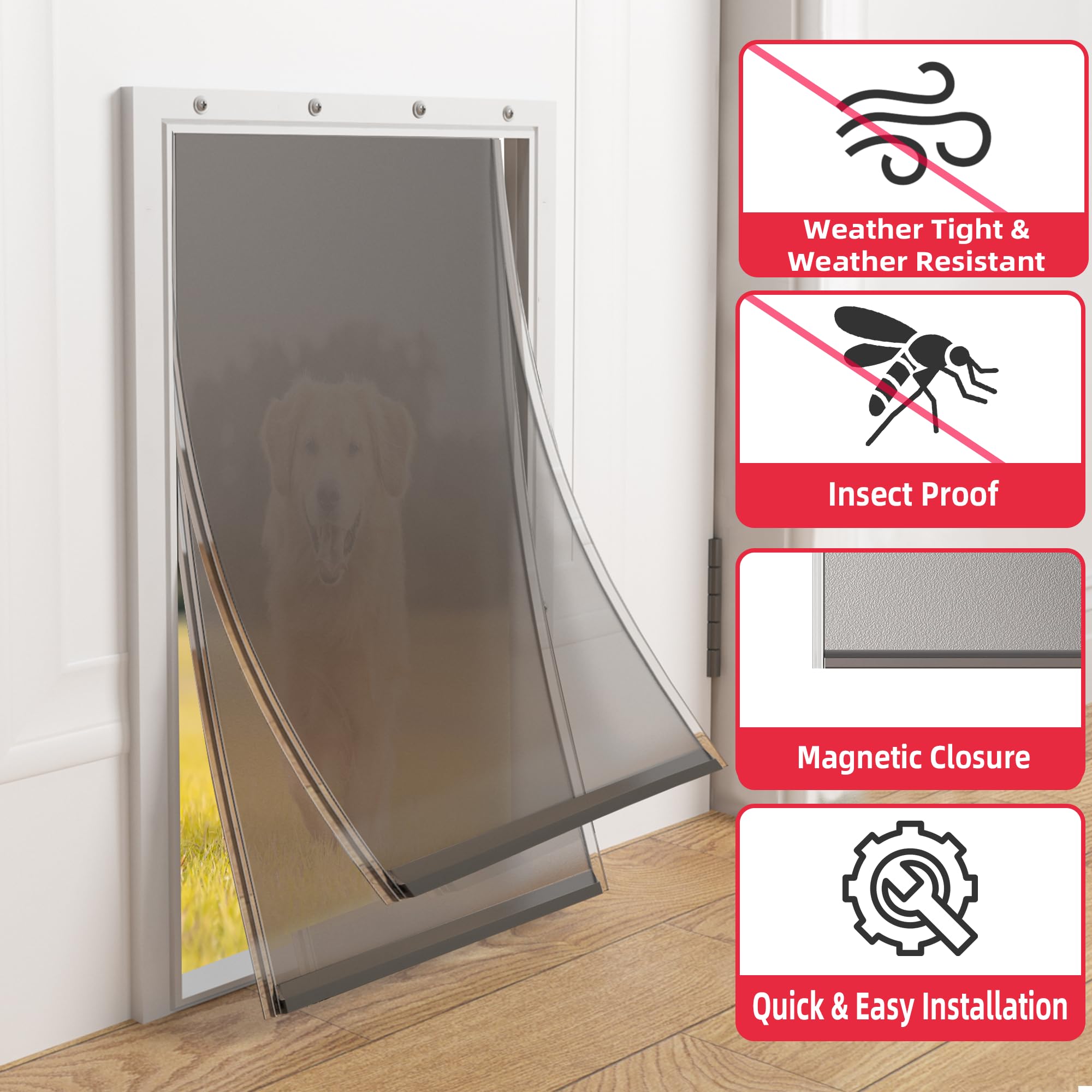 2PACK Medium Dog Door Replacement Flap with Screws, Doggie Door Replacement Flaps Compatible with PetSafe Freedom Doggie Doors P