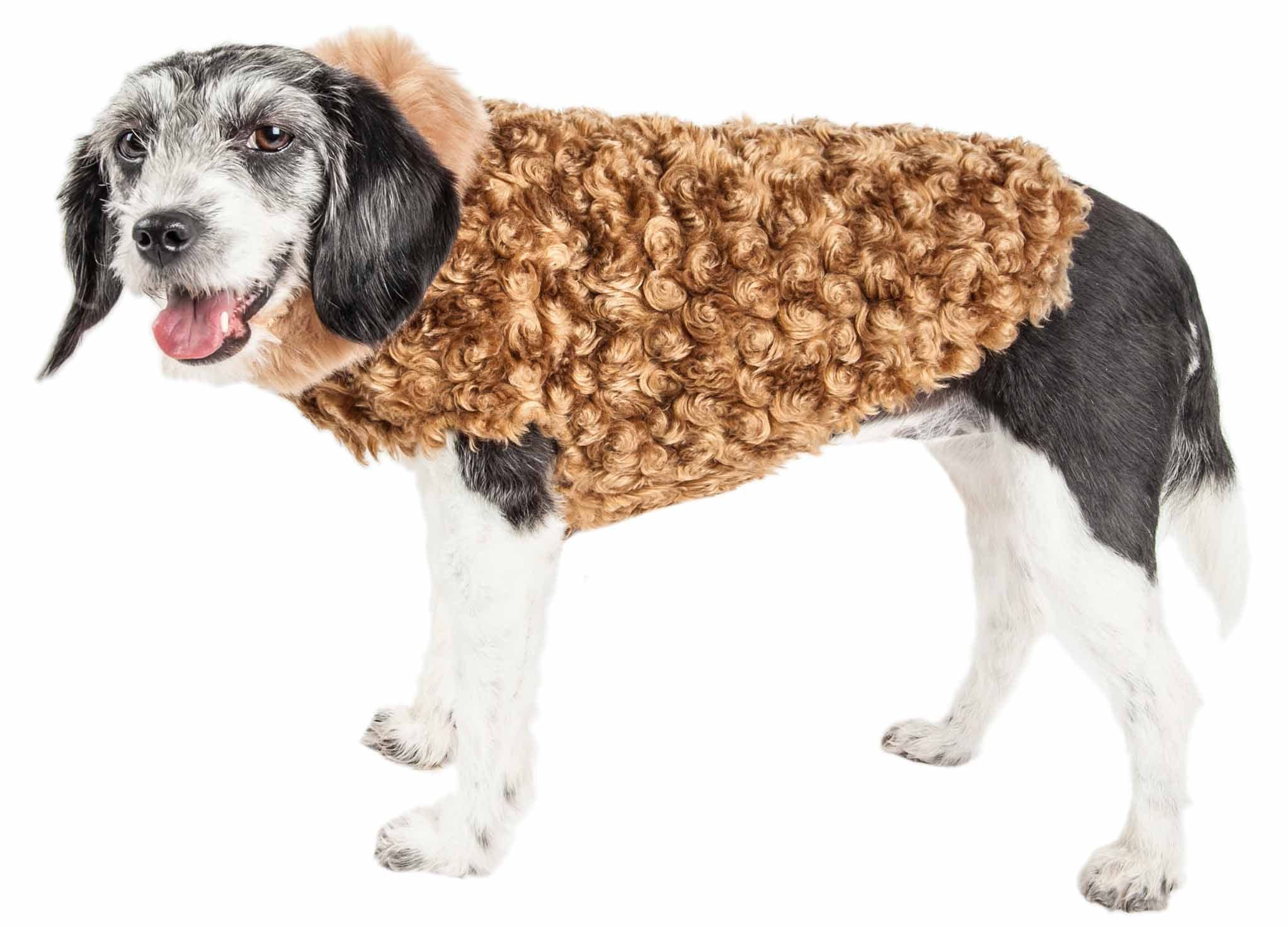 Pet Life  Luxe Furpaw Shaggy Elegant Designer Fur Dog Coat - Dog Jacket with Hook-and-Loop Belly enclosures - Winter Dog Coats