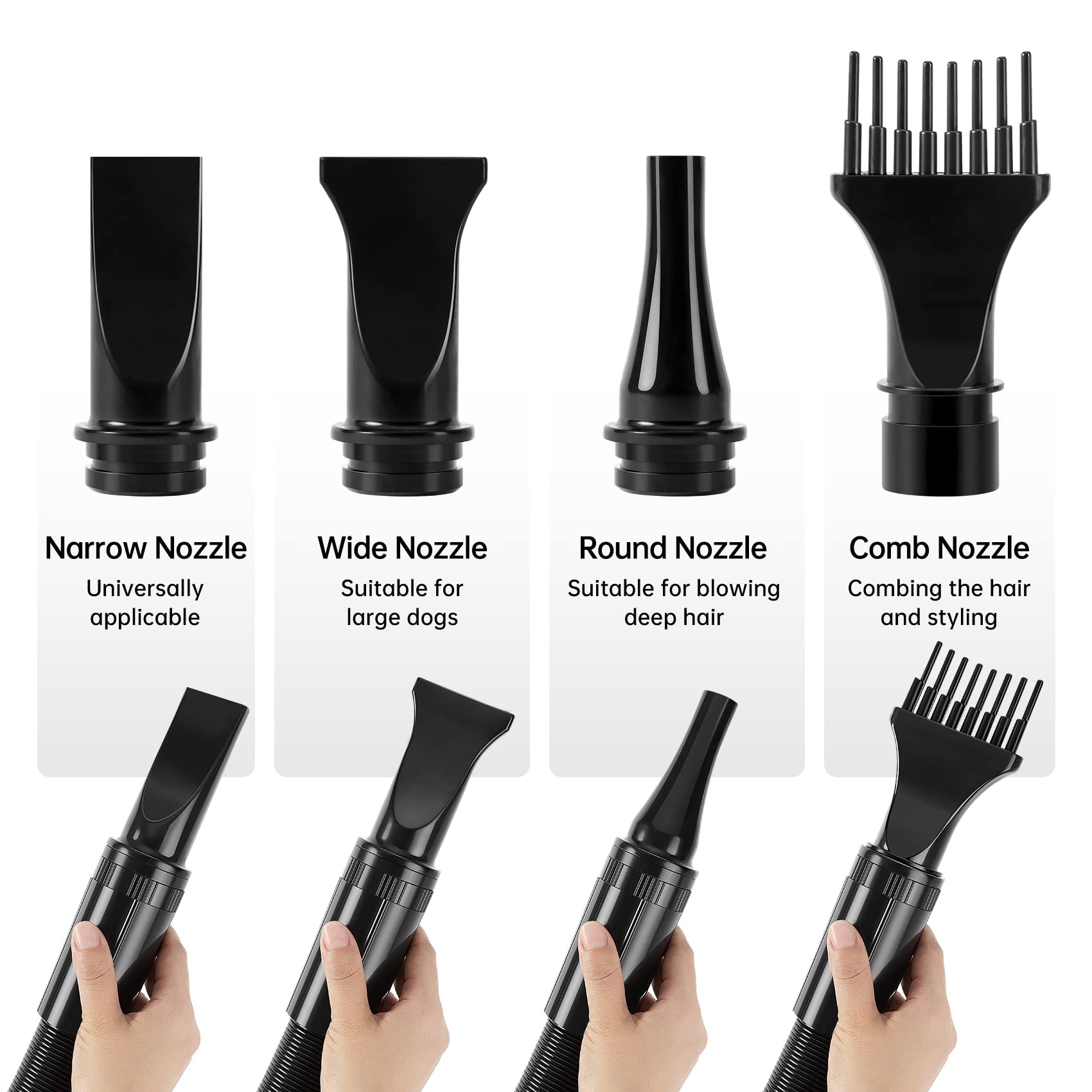 Nestroad Dog Dryer High Velocity Dog Hair Dryer,4.3Hp/3200W Dog Blower Grooming Force Dryer With Stepless Adjustable Speed,Professional Pet Hair Drying With 4 Different Nozzles For Dogs Pets,Ivory