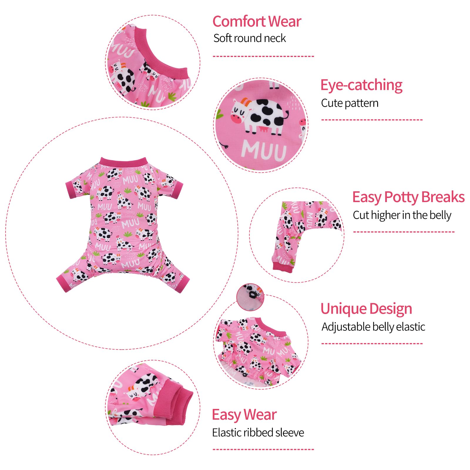 Cutebone Small Dog Pajamas Shirt Stretchy Summer Puppy Pjs Soft Cat Onesies Pet Clothes For Daily Wear Da31S