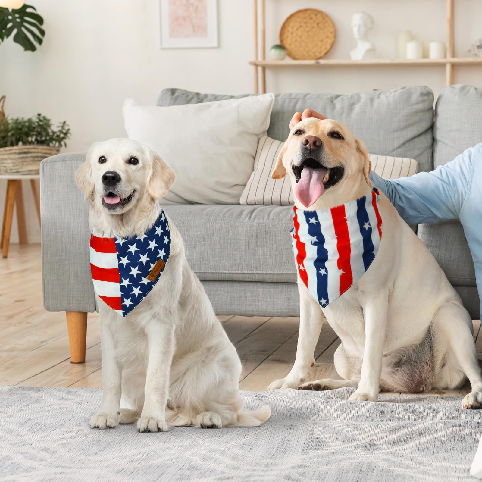 Vehomy 3 Pack 4Th Of July Dog Bandana Independence Day Pet Bandanas Reversible Dog Patriotic Triangle Scarf Bib With Stars & Str
