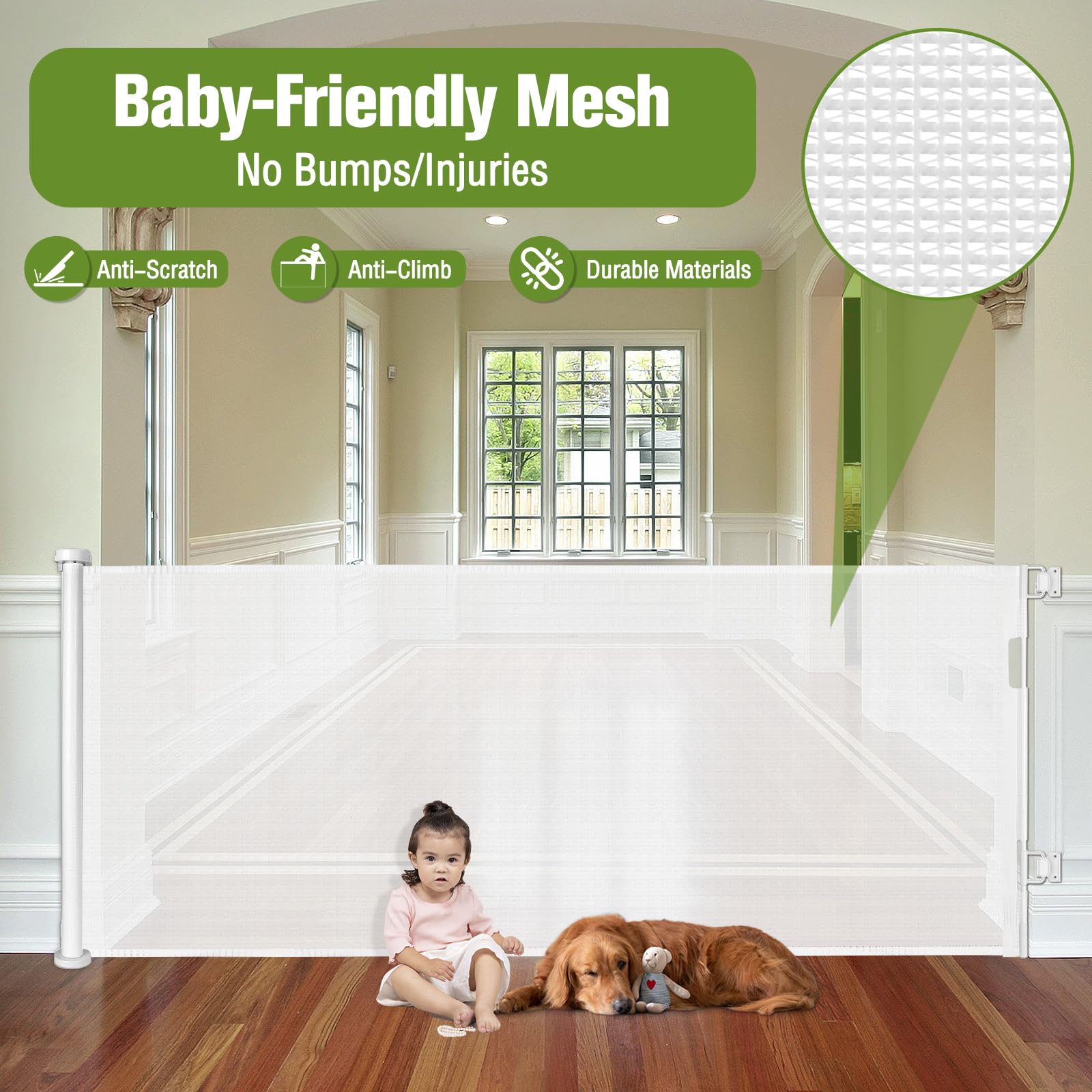 Extra Wide Baby Gate For Large Openings Retractable Baby Gates Indoor Outdoor Extra Long Baby Gate For Doorway Stair Gates For Kids Or Pets Extra Large Dog Gate For Stairs