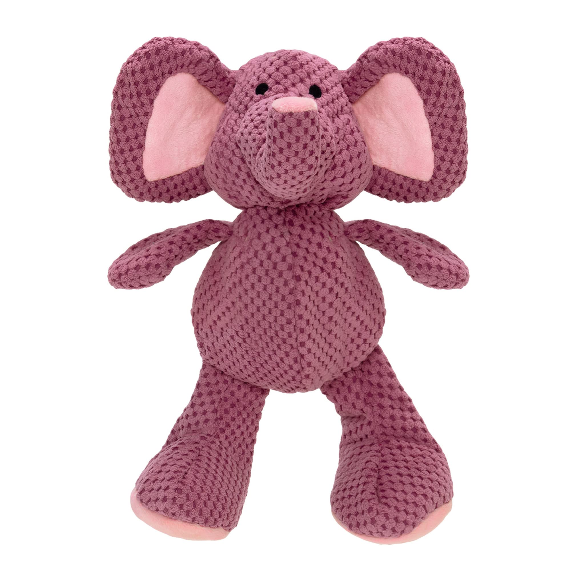 Godog Checkers Elephant Squeaky Plush Dog Toy, Chew Guard Technology - Violet, Large