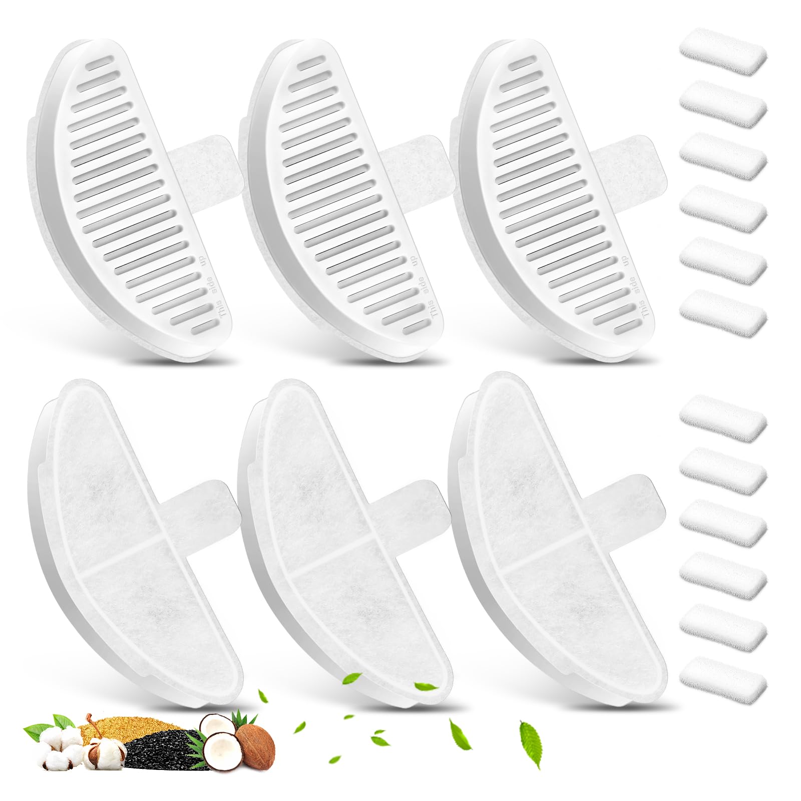 6 Pack Replacement Filters & 12 Pack Filter Sponges For 67Oz/2L Wireless Automatic Pet Fountain, Bflicroy Cat Water Fountain Fil