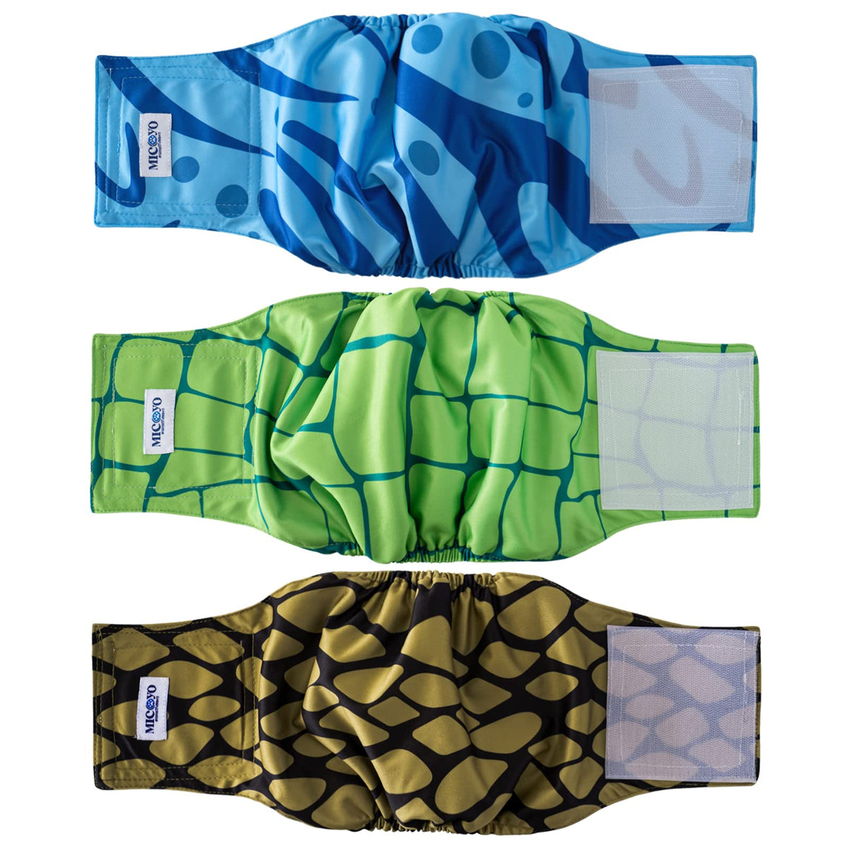 Micooyo Belly Bands For Male Dogs, 3 Pack Reusable Dog Diapers Male For Puppy Doggie, Washable Male Dog Wraps (L, Rainforest)