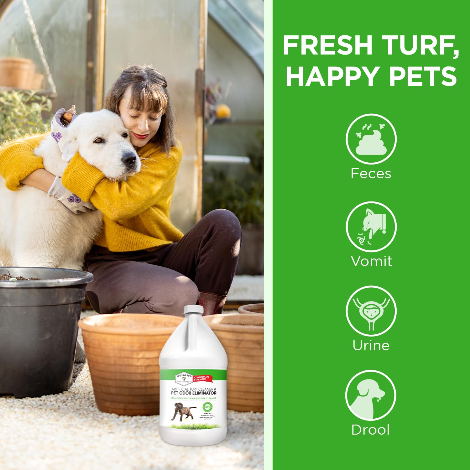 Stuart Pet Supply Artificial Turf Cleaner And Outdoor Pet Odor Eliminator Concentrate Is Ideal For Yards, Artificial Grass And P