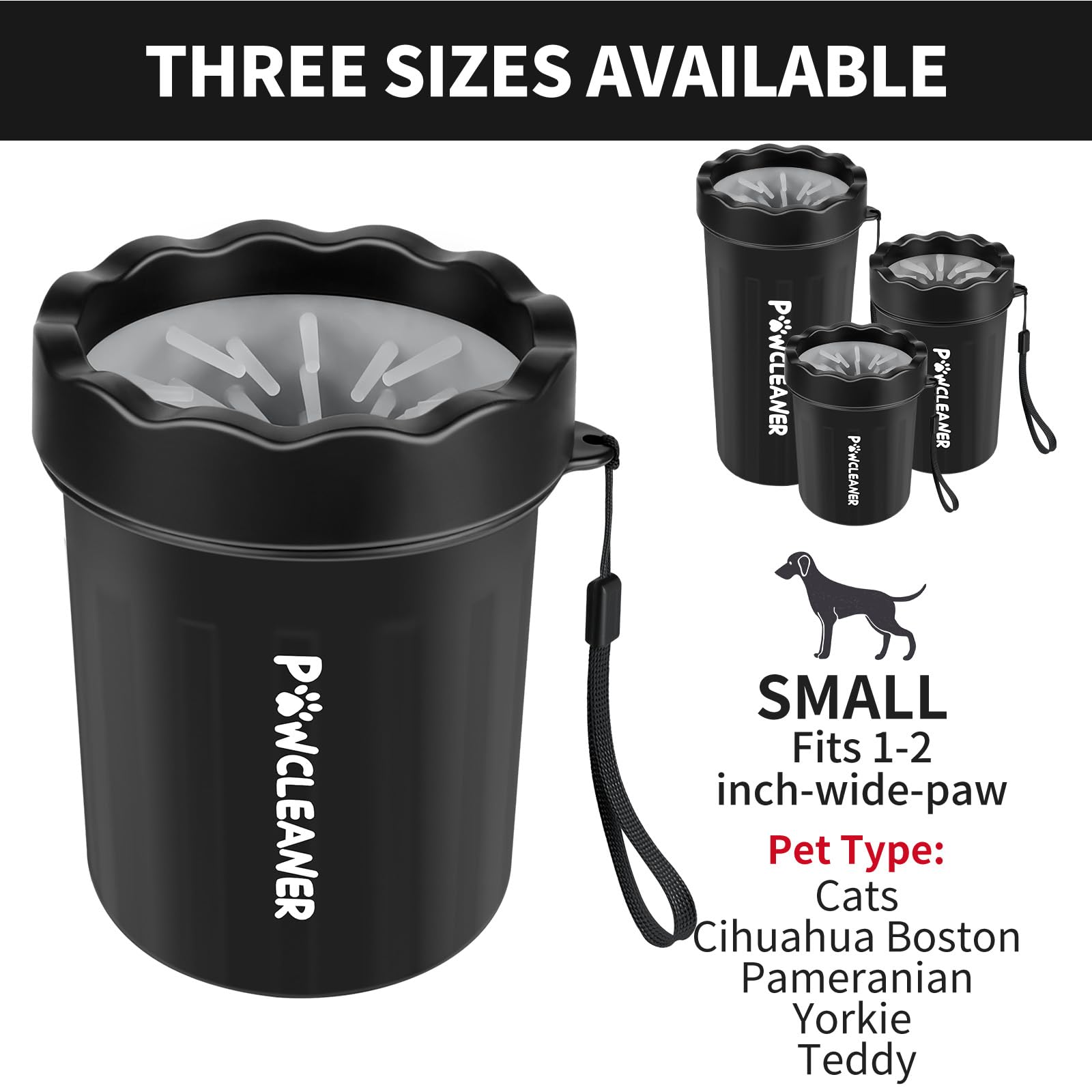 Dog Paw Cleaner For Dogs, (With 3Pcs Absorbent Towels & Adjustable Bath Brush) Dog Paw Washer, Pet Foot Cleaner (Black, Small)