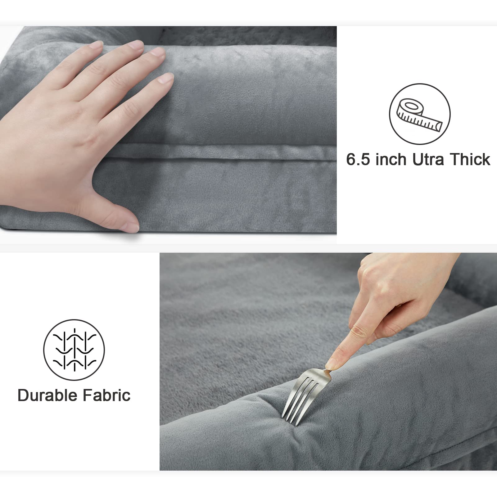 Yiruka Large Dog Bed, Dark Grey Orthopedic Dog Bed, Waterproof Dog Bed With Removable Cover, 4-Sides Removable Bolster Dog Soft Sofa Bed With Nonskid Bottom, Washable Dog Beds For Large Dogs