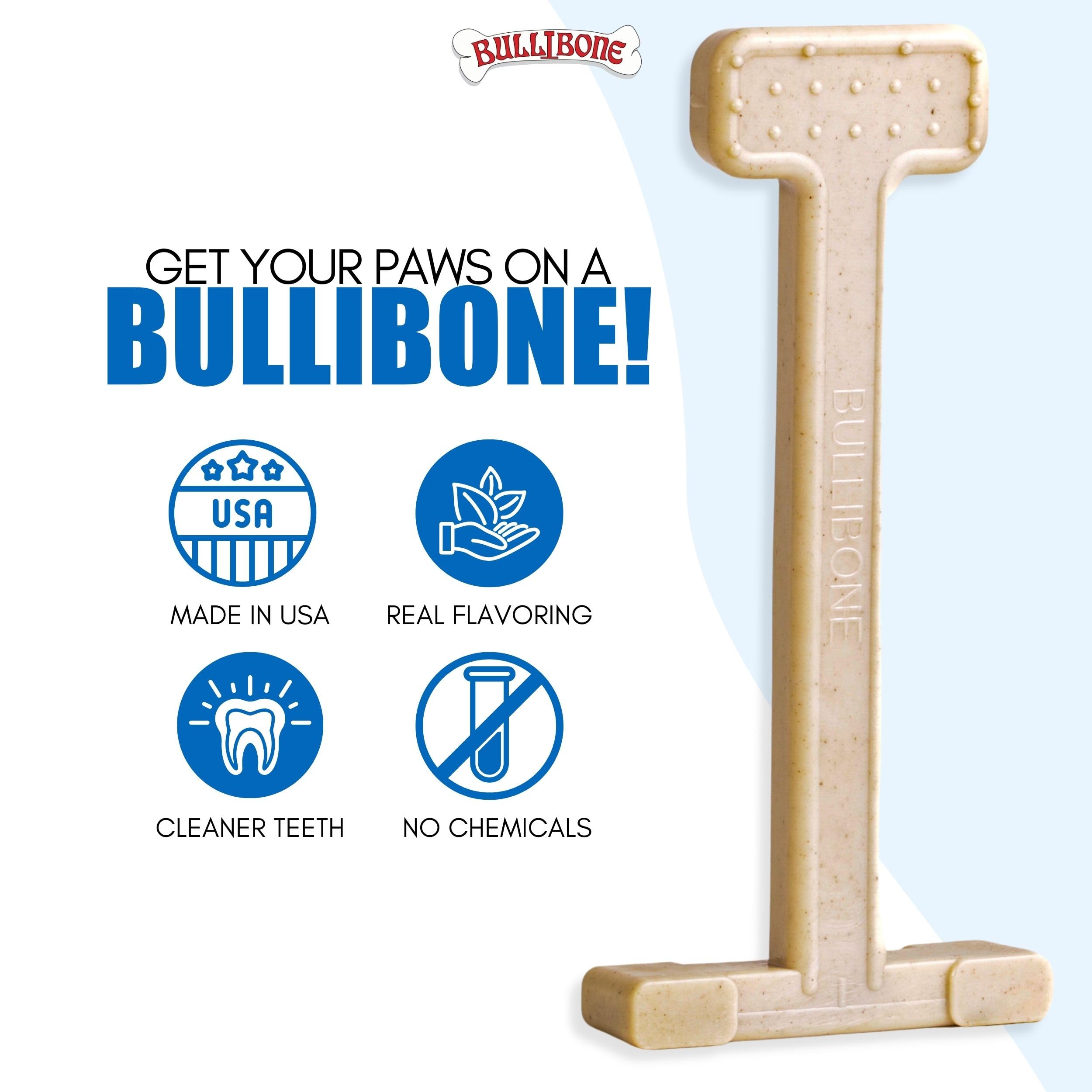 Bullibone Nylon Dog Chew Toy Nylon Bone - Improves Dental Hygiene, Easy To Grip Bottom, And Permeated With Flavor (Small - 3 Pack, Chicken)