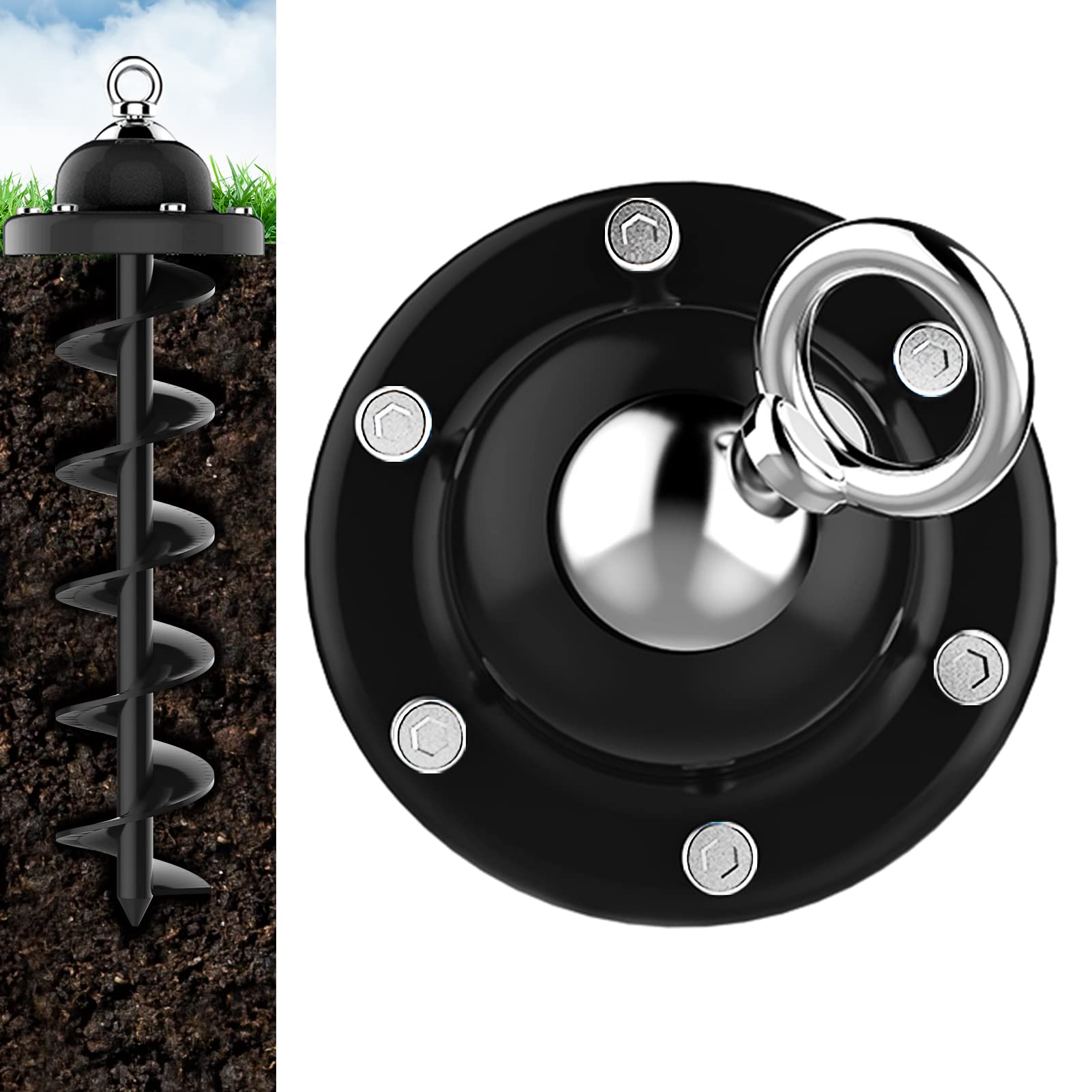 Eurmax USA 360? Swivel Pet Dog Tie Out Stake Dog Anchor Heavy Duty Dog Yard Stake Rust Proof Anchor Dog Tether(Black)