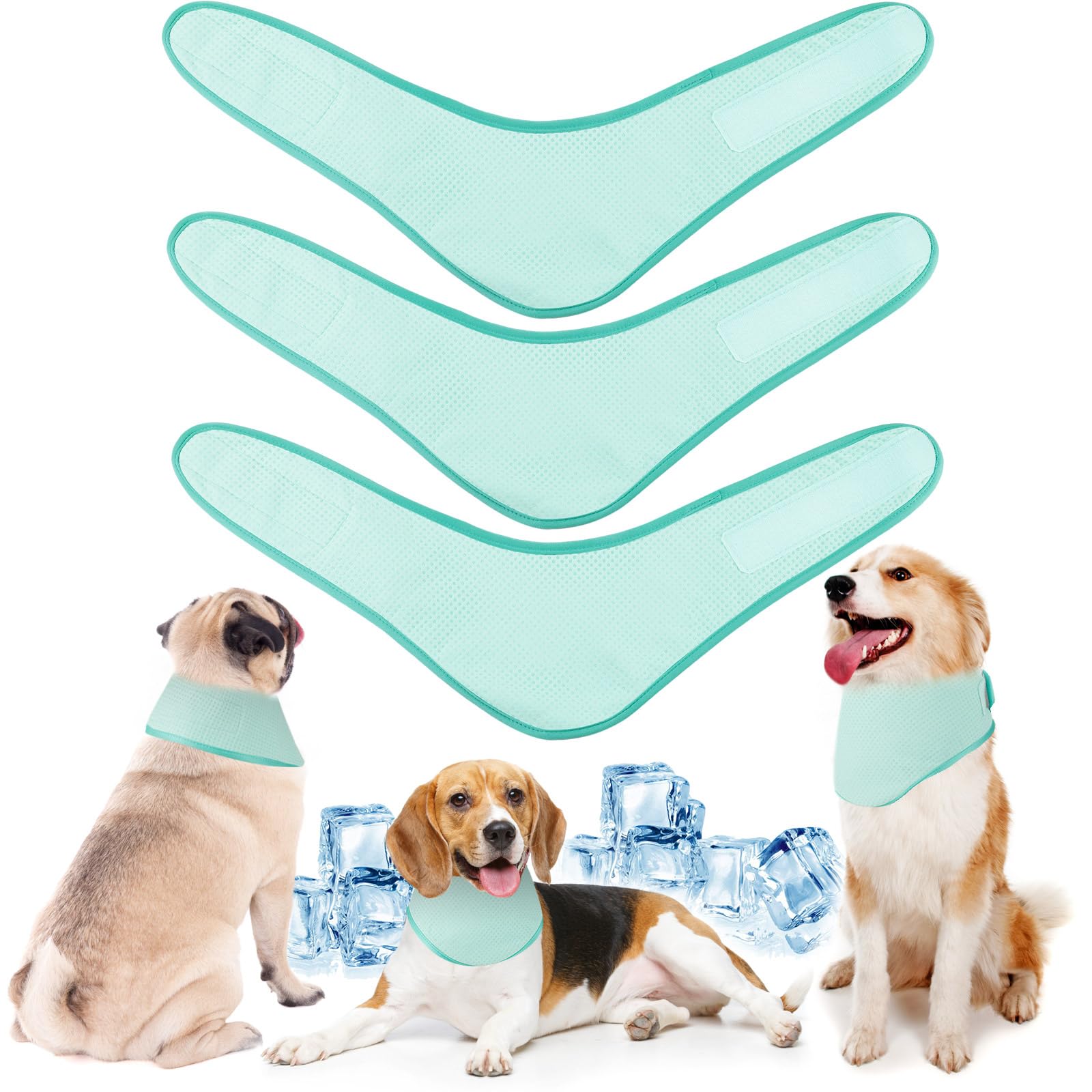 3 Pack Dog Ice Bandana Cooling Pet Bandana Dog Neck Cooler Breathable Dog Collar Bandanas Heat Dissipation Triangle Scarfs Pet C