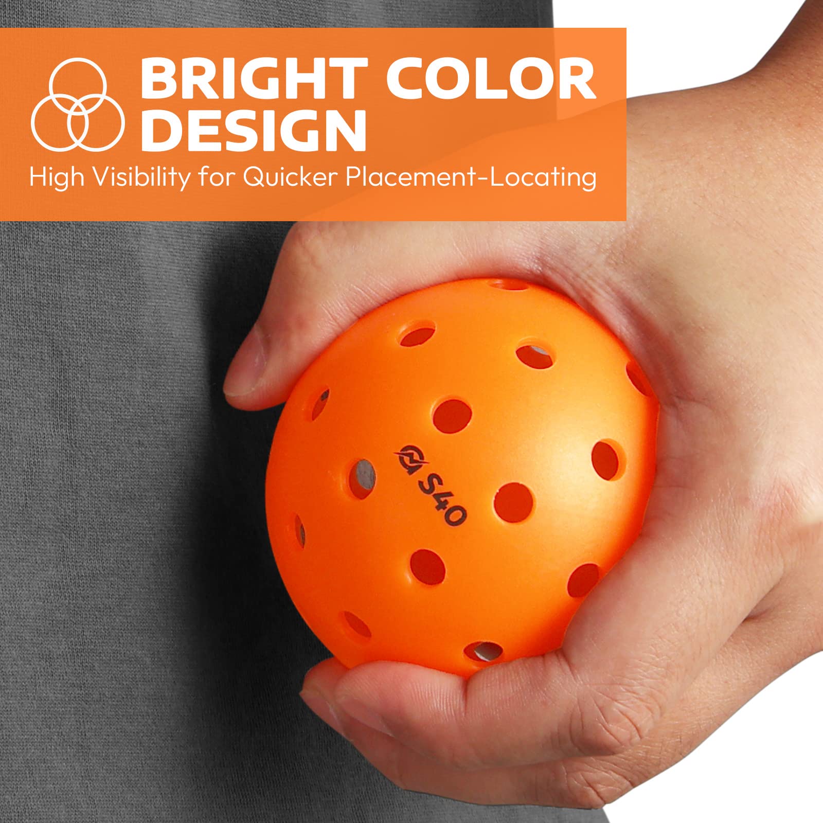 A11N S40 Outdoor Pickleball Balls- USAPA Approved, 6-Pack, Tangerine