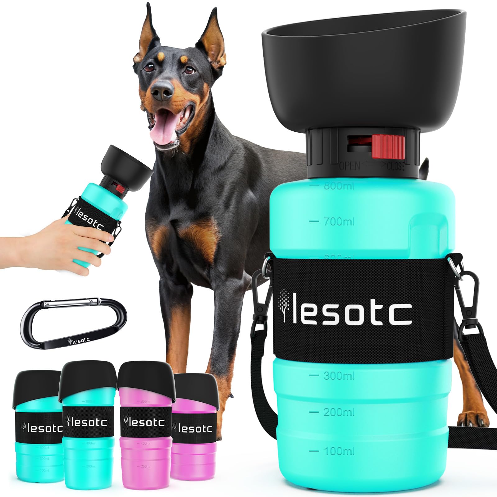 Lesotc Dog Water Bottle, Portable Dog Water Dispenser, Leak Proof Dog Travel Water Bottle Pet Water Bottle For Outdoor Walking, 