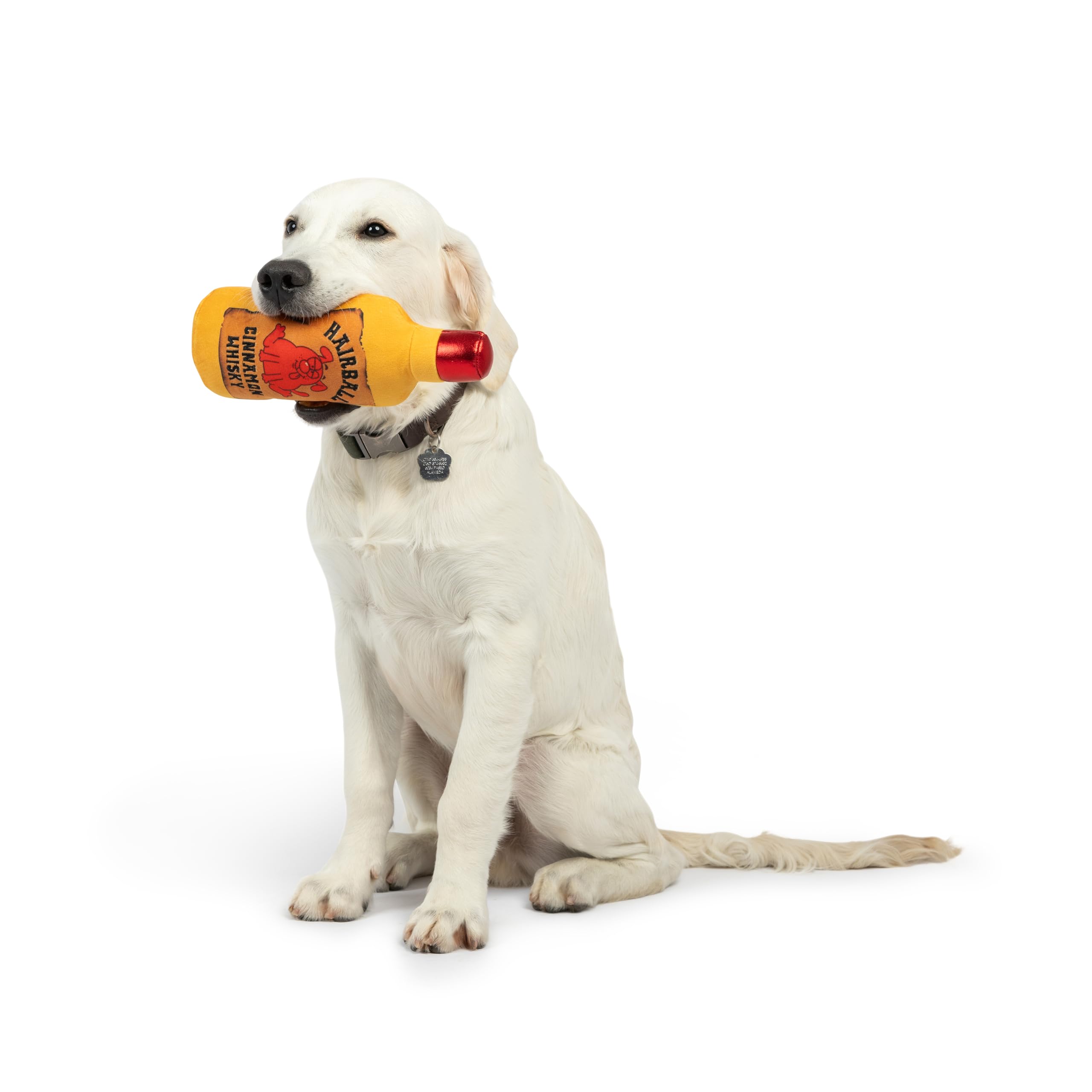Huxley & Kent For Dogs - Hairball Cinnamon Whiskey (Small) - Yappy Hour Power Plush With Squeaker - Funny Dog Toy - H&K Squeaky