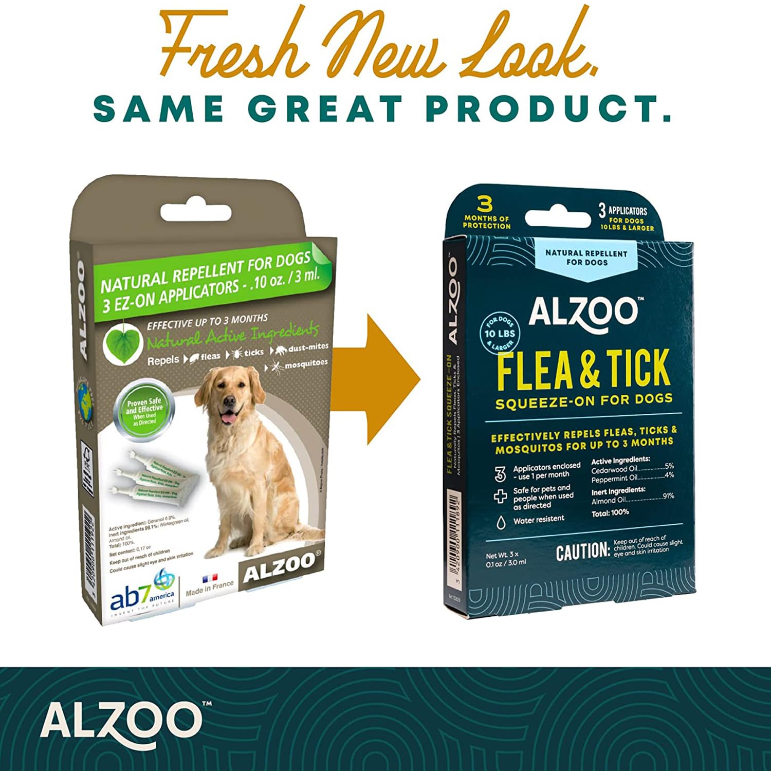 ALZOO Flea & Tick Squeeze-On for Dogs, Helps Repel Fleas, Ticks & Mosquitos, Up to 3-Months Protection, 100% Plant-Based Active