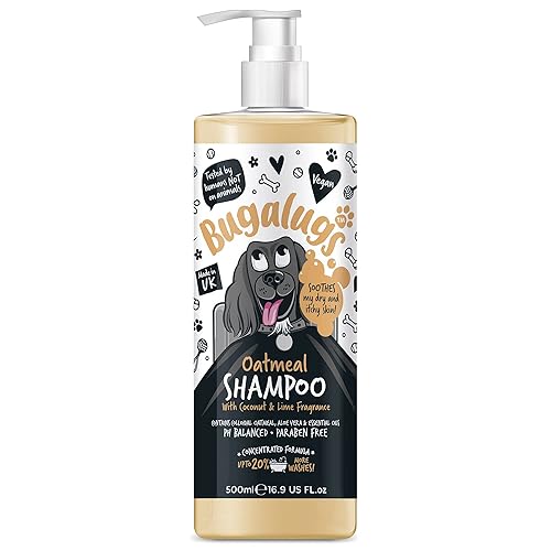 BUgALUgS Oatmeal & Aloe Vera Dog Shampoo Dog grooming Shampoo Products for Smelly Dogs with Fragrance, Best Oatmeal Puppy Shampo