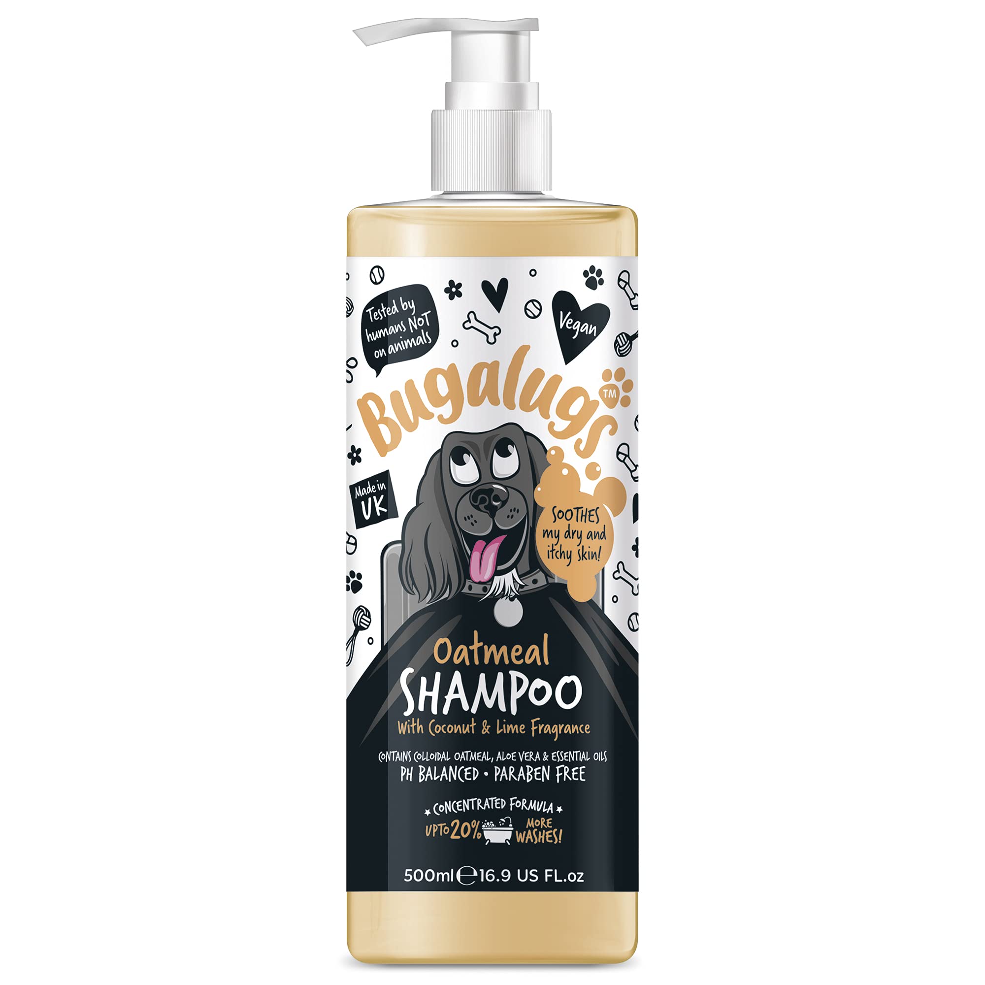 BUgALUgS Oatmeal & Aloe Vera Dog Shampoo Dog grooming Shampoo Products for Smelly Dogs with Fragrance, Best Oatmeal Puppy Shampo