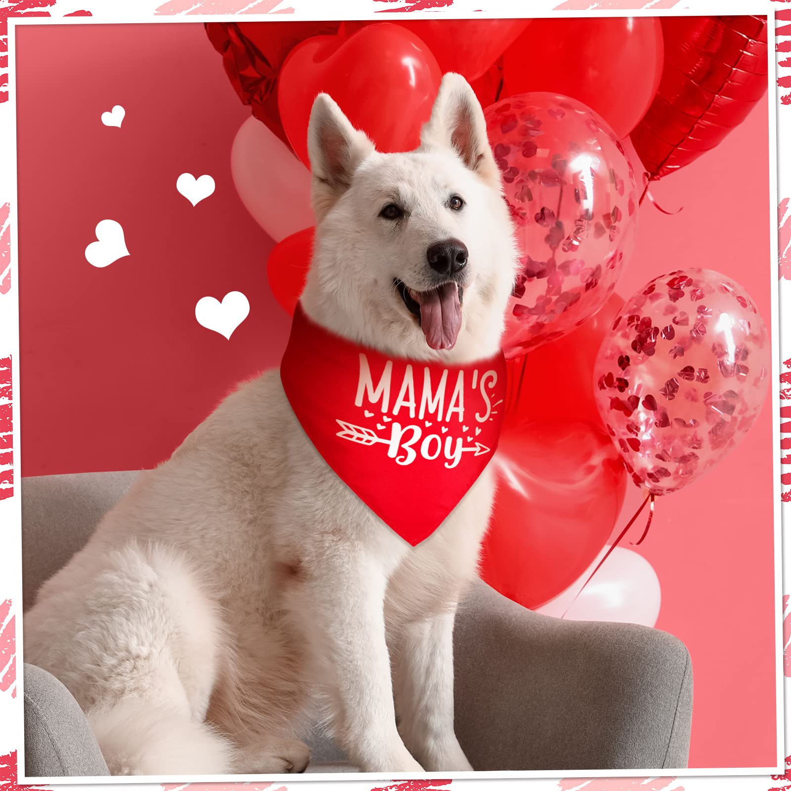 20 Pieces Valentines Dog Bandana Bulk Heart Bandanas Bibs Pet Triangle Bibs Scarf Valentine‘S Day Bandana Adjustable Neckerchief Scarf For Puppy Cats Pet Costume Accessories(Classic,25 X 17 Inch)
