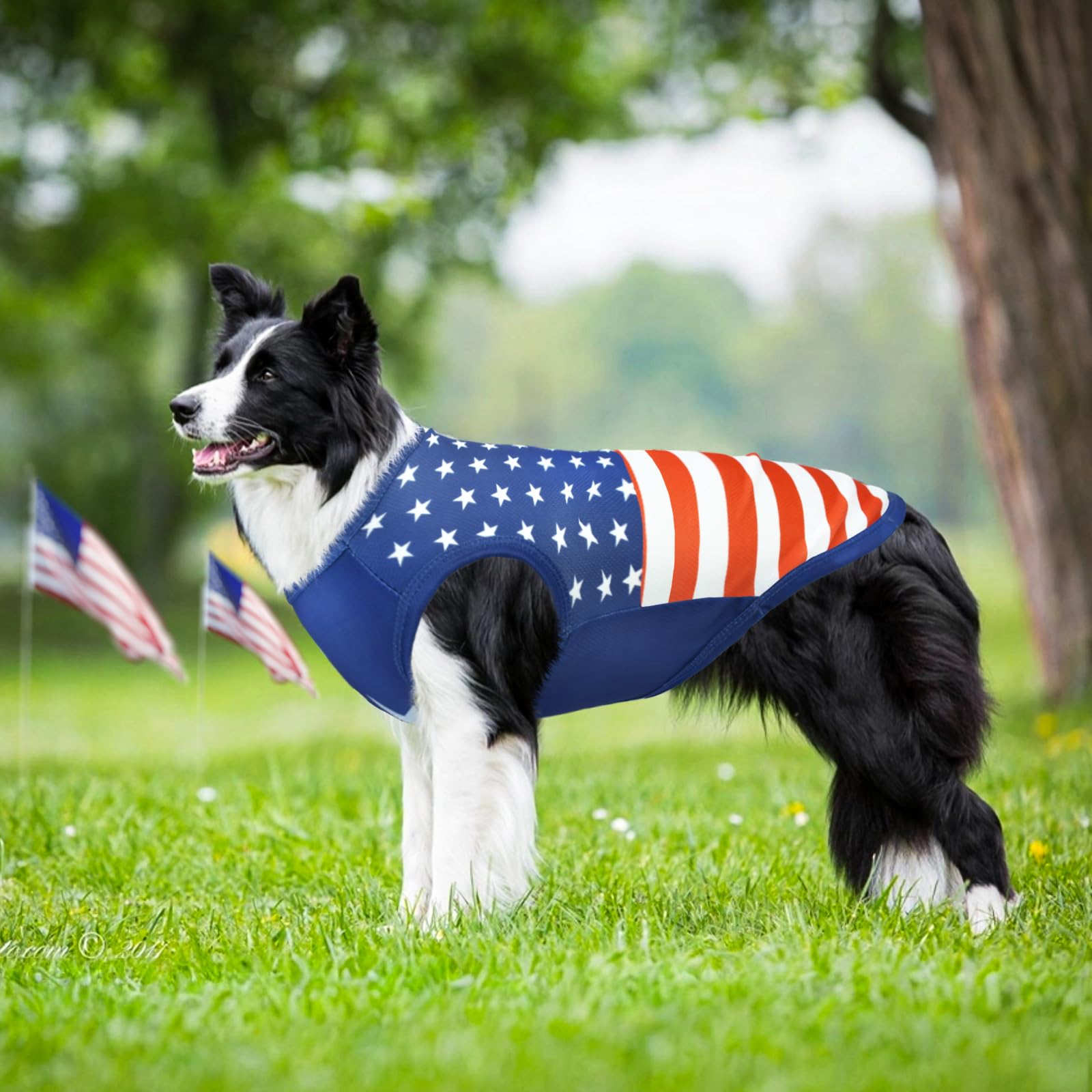 Lysskmk Patriotic Dog Costume - Sleeveless Shirt, American Flag Summer Tank Top, Mesh Breathable Independence Day Outfits For La