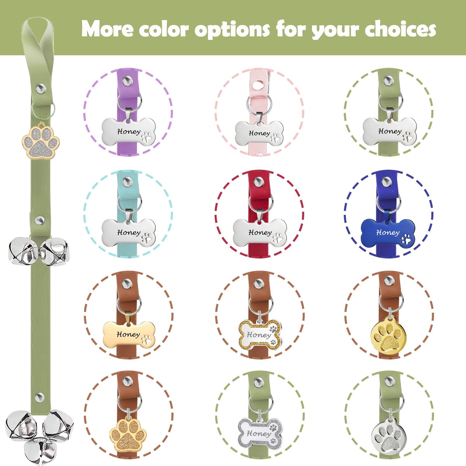 Kexiava Leather Dog Doorbell, Dog Bells To Go Outside Puppy Training Bell For Door Training Bells For Dogs To Ring To Go Potty (