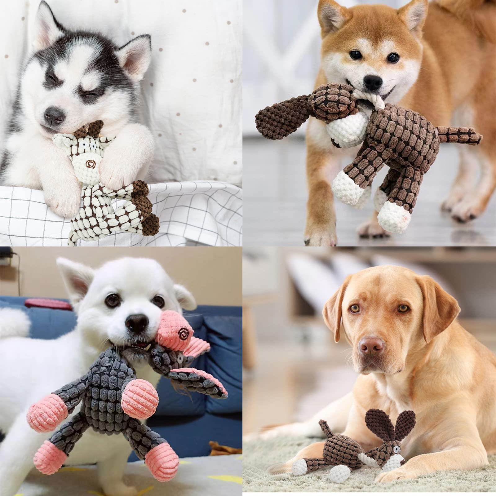Lwbmg Squeaky Dog Toys For Puppy, 3 Pack Stuffed Animal Plush Dog Toys With Squeakers, Cute Dog Toys For Teething, Dog Chew Toys