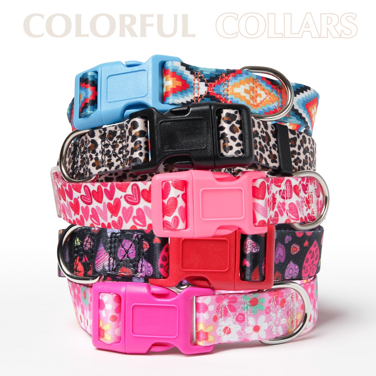 Pink Dog Collar For Girl Dogs, Adjustable Cute Flower Dog Collars, Soft Nylon Collar For Small Medium Large Xl Dogs (Floral S)