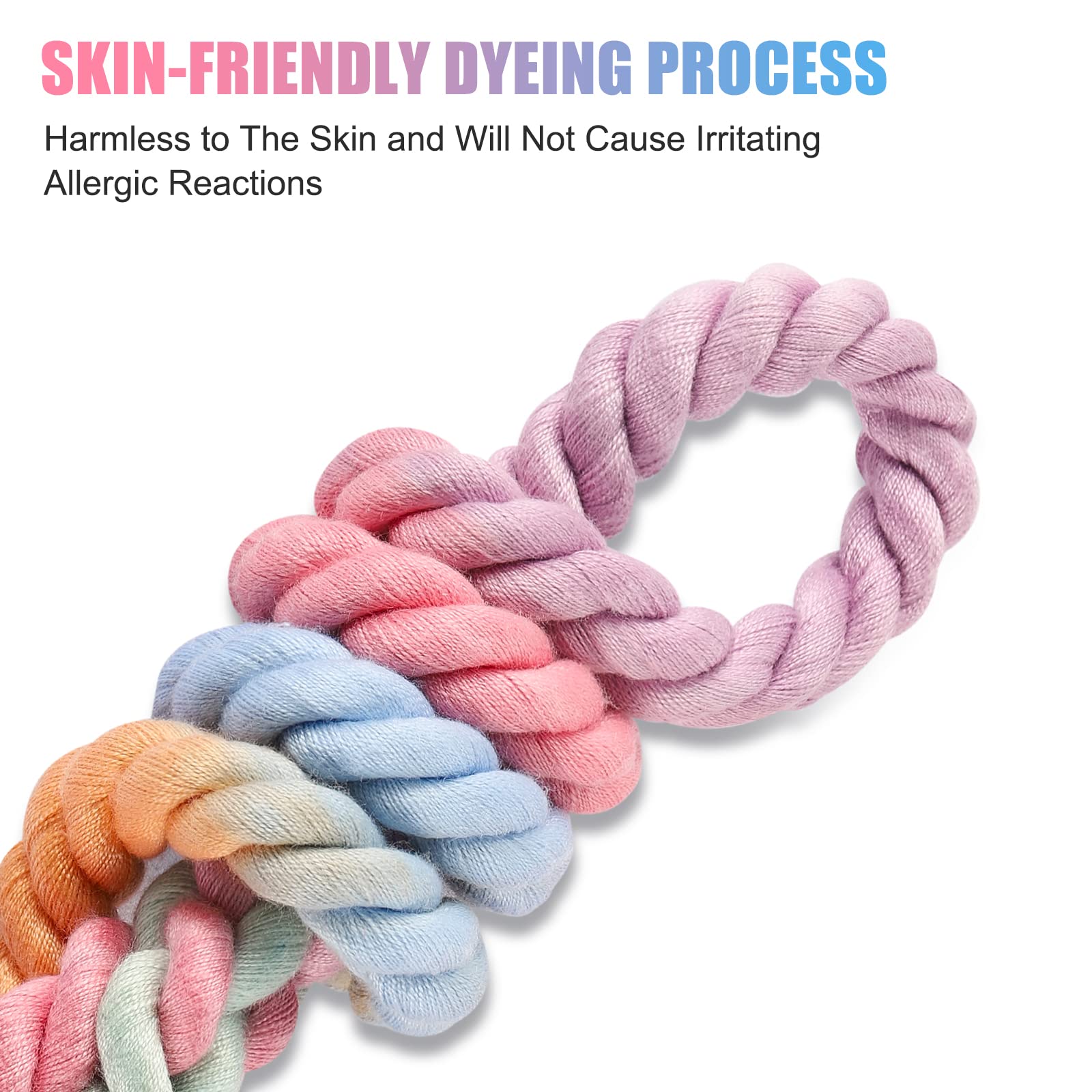 NUGUTIC Handmade Braided Cotton Rope Leash with Heavy Duty Metal Clasp, Cute Wedding Dog Leash (Colorful Macaron, 6 FT)