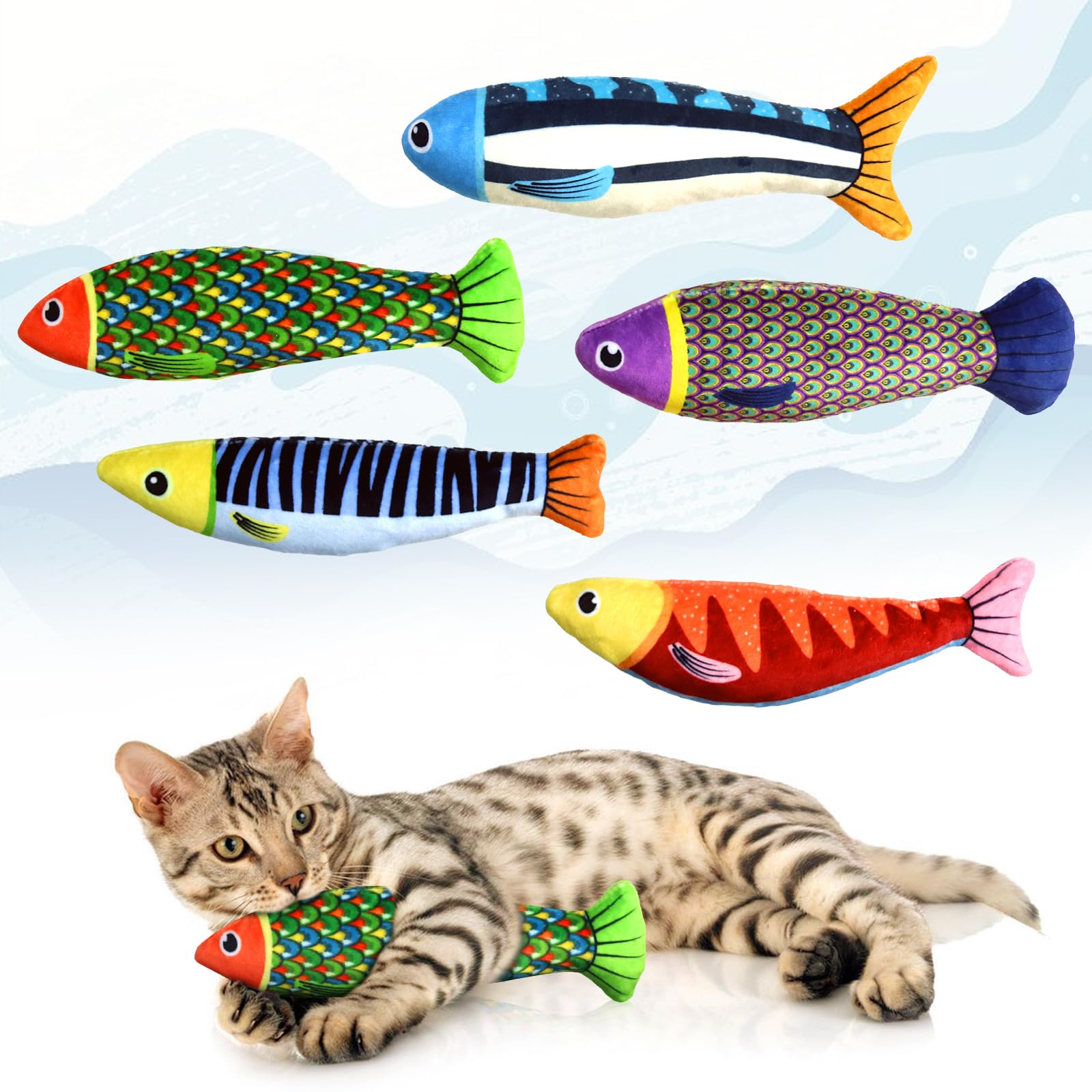 Jeefome Cat Toys Saury Fish: 5 Pack Catnip Toys With Crinkle Sound And Soft Cotton - Interactive Cat Toys For Indoor- Kitten Exe