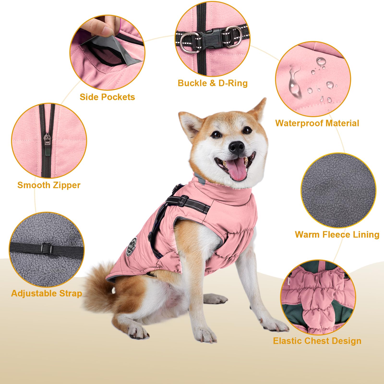 Dog Coat: Warm Winter Jacket With Built-In Harness - Fleece, Waterproof Vest With Reflective Stripes For Small Medium Large Dogs