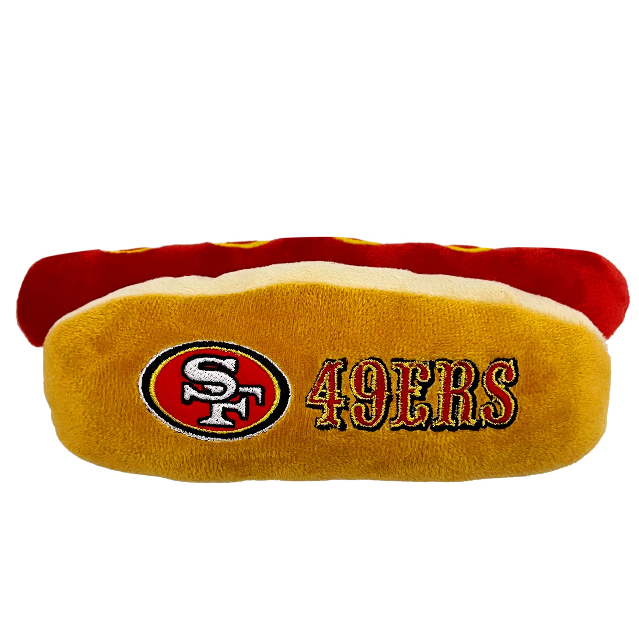 Pets First NFL SAN Francisco 49ERS HOT Dog Plush Dog & CAT Squeak Toy - Cutest HOT-Dog Snack Plush Toy for Dogs & Cats with Inne