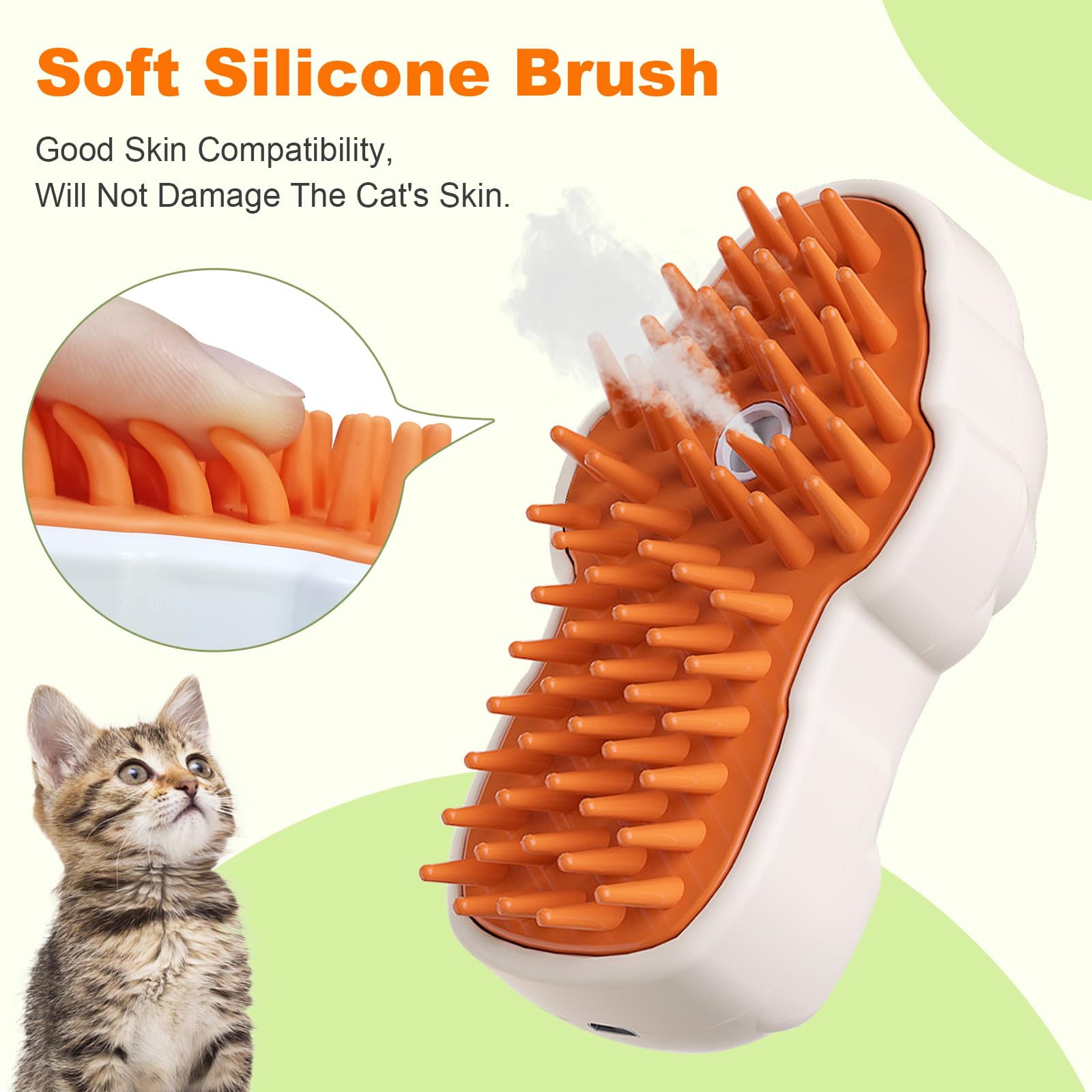 Steam Brush For Cats, Cat Steam Brush For Shedding, Rechargeable 3 In 1 Pet Brush For Dog And Cat, Cat Grooming Brush For Clean