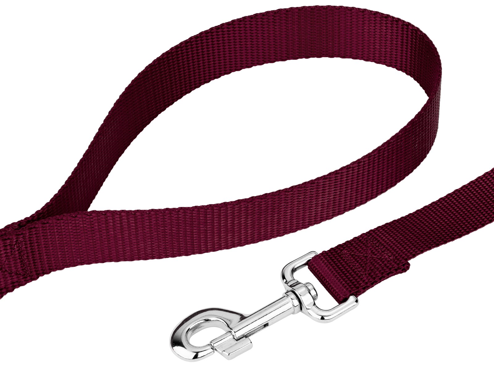 Country Brook Petz 3/4' Narrow Heavy-Duty Nylon Leash For Dogs - Traditional Style Durable Leash With Easy-To-Use Snap - Made In The Usa, Burgundy, 6 Foot