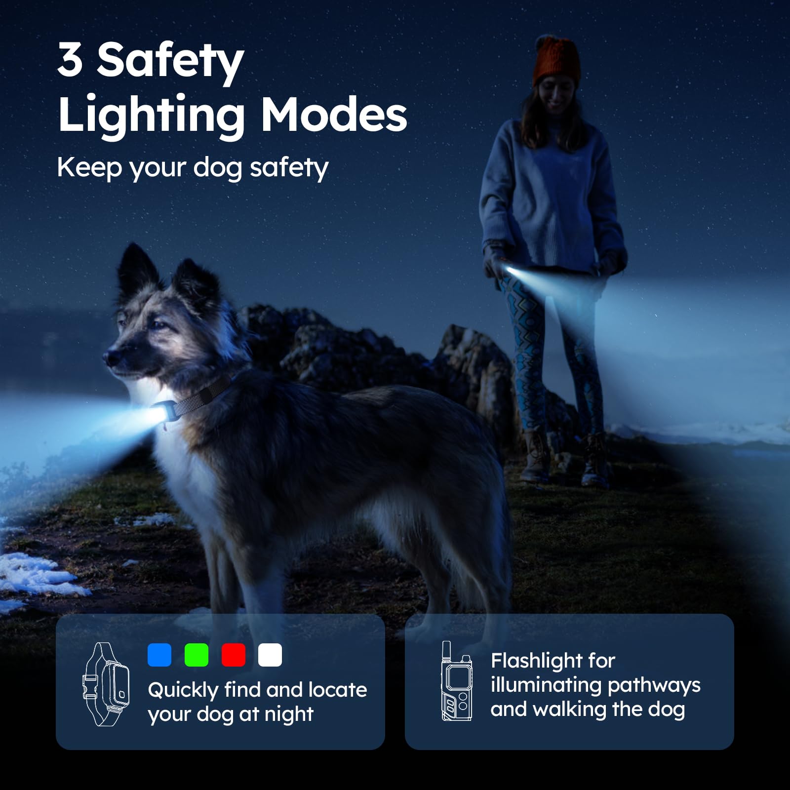 Dog Shock Collar 4000Ft With Light For Night Walks, Dog Training Collar With Remote Control, E Collar With Adjustable Pitch Beep